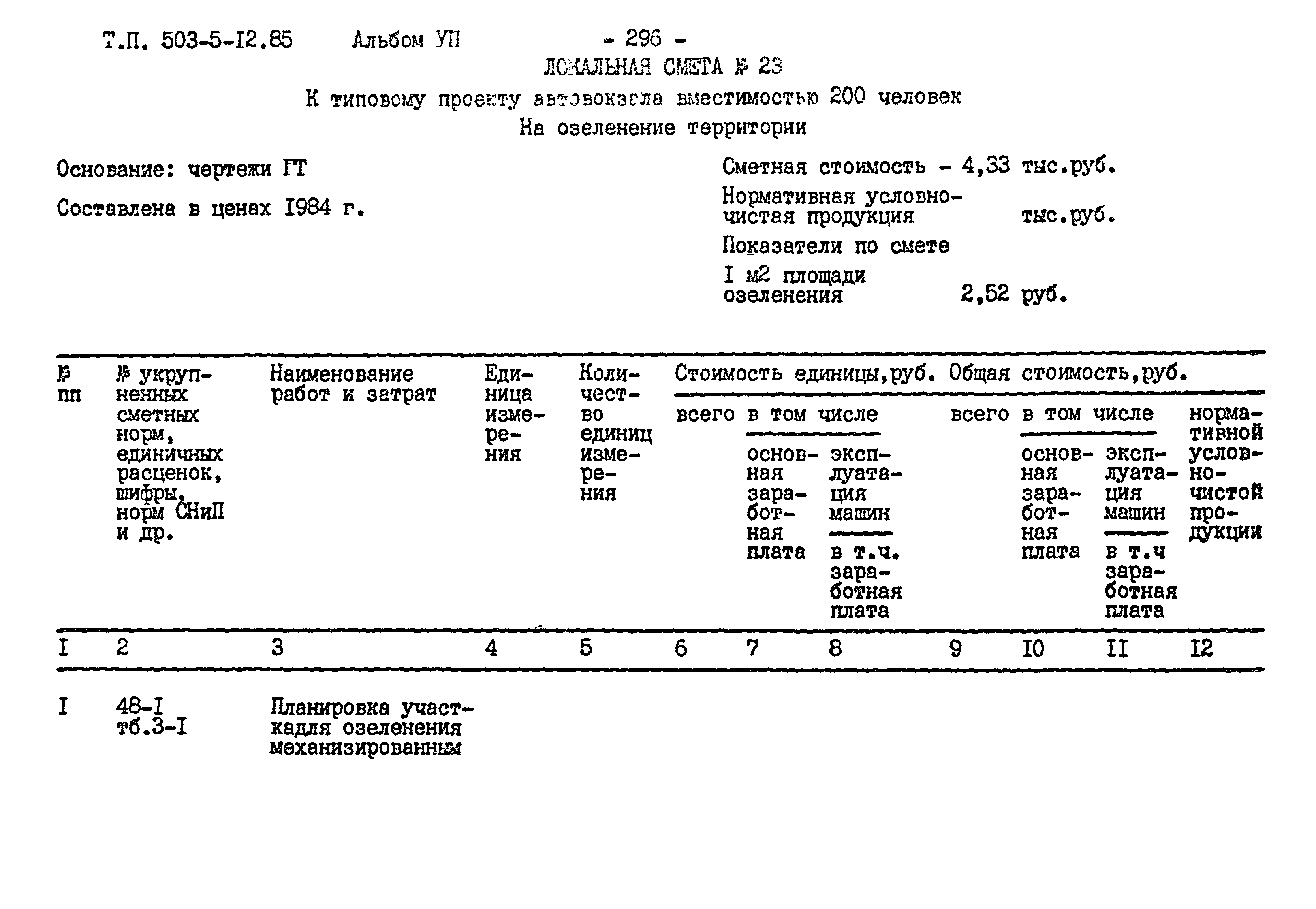 Типовой проект 503-5-12.85