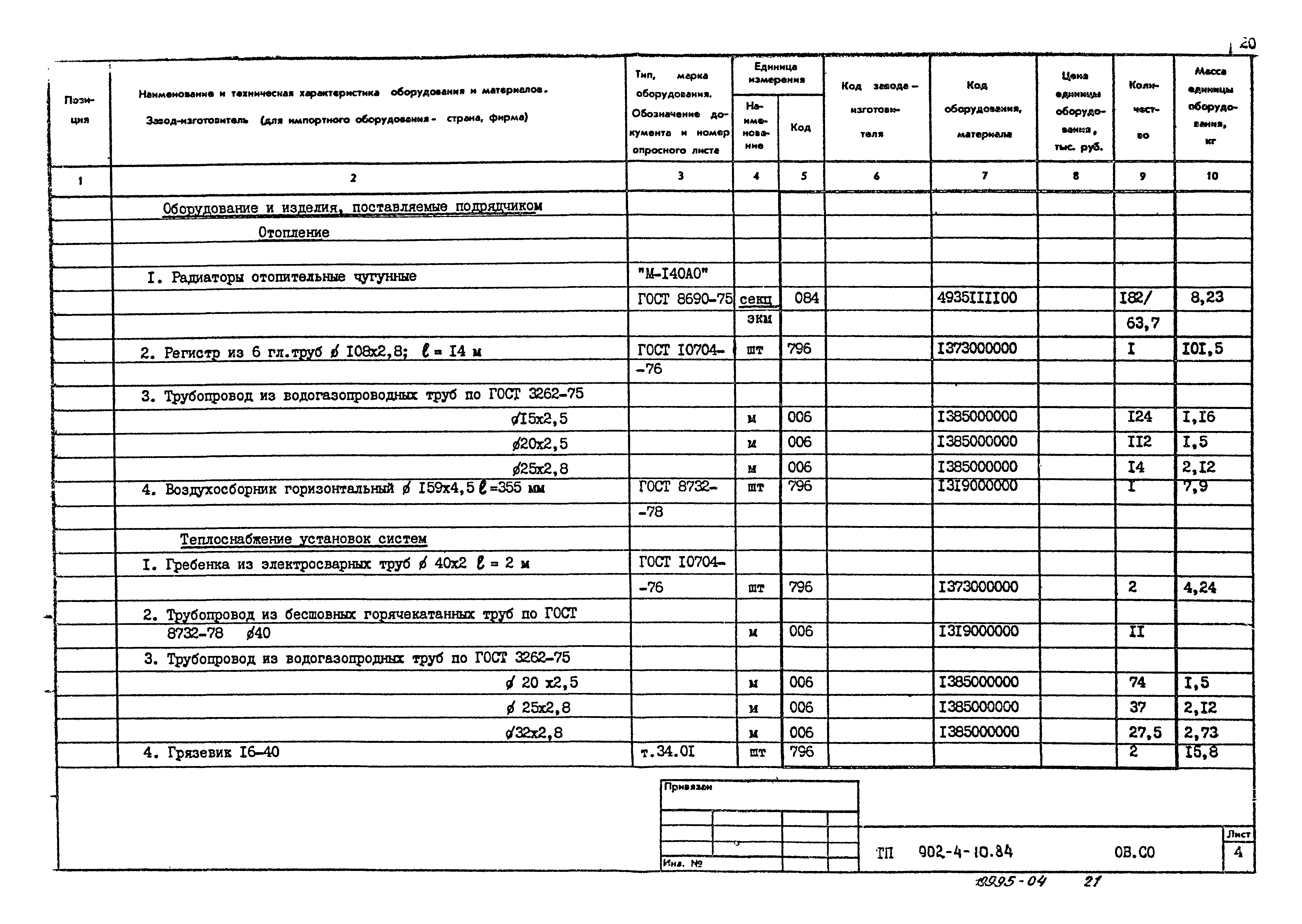 Типовой проект 902-4-10.84