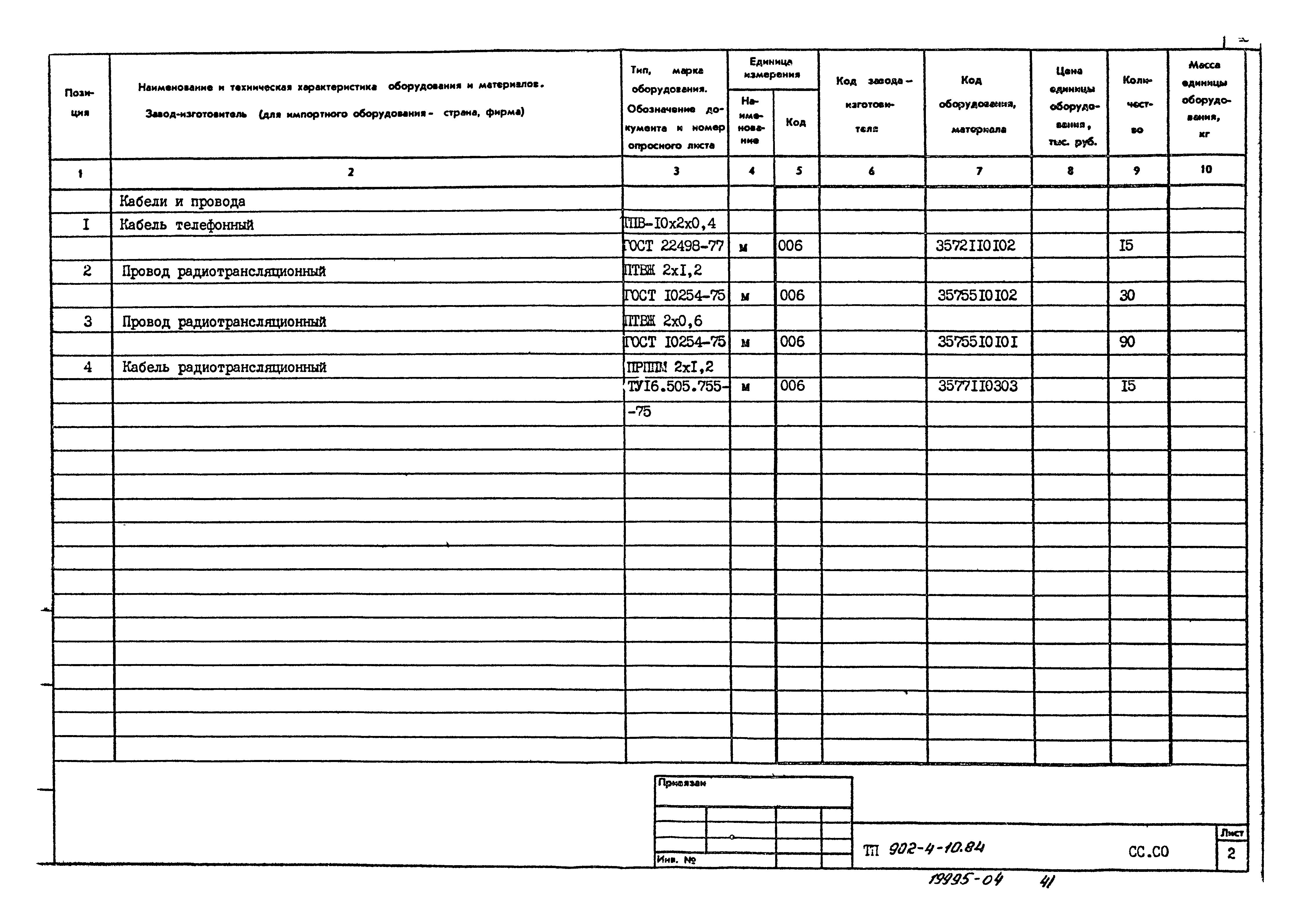 Типовой проект 902-4-10.84