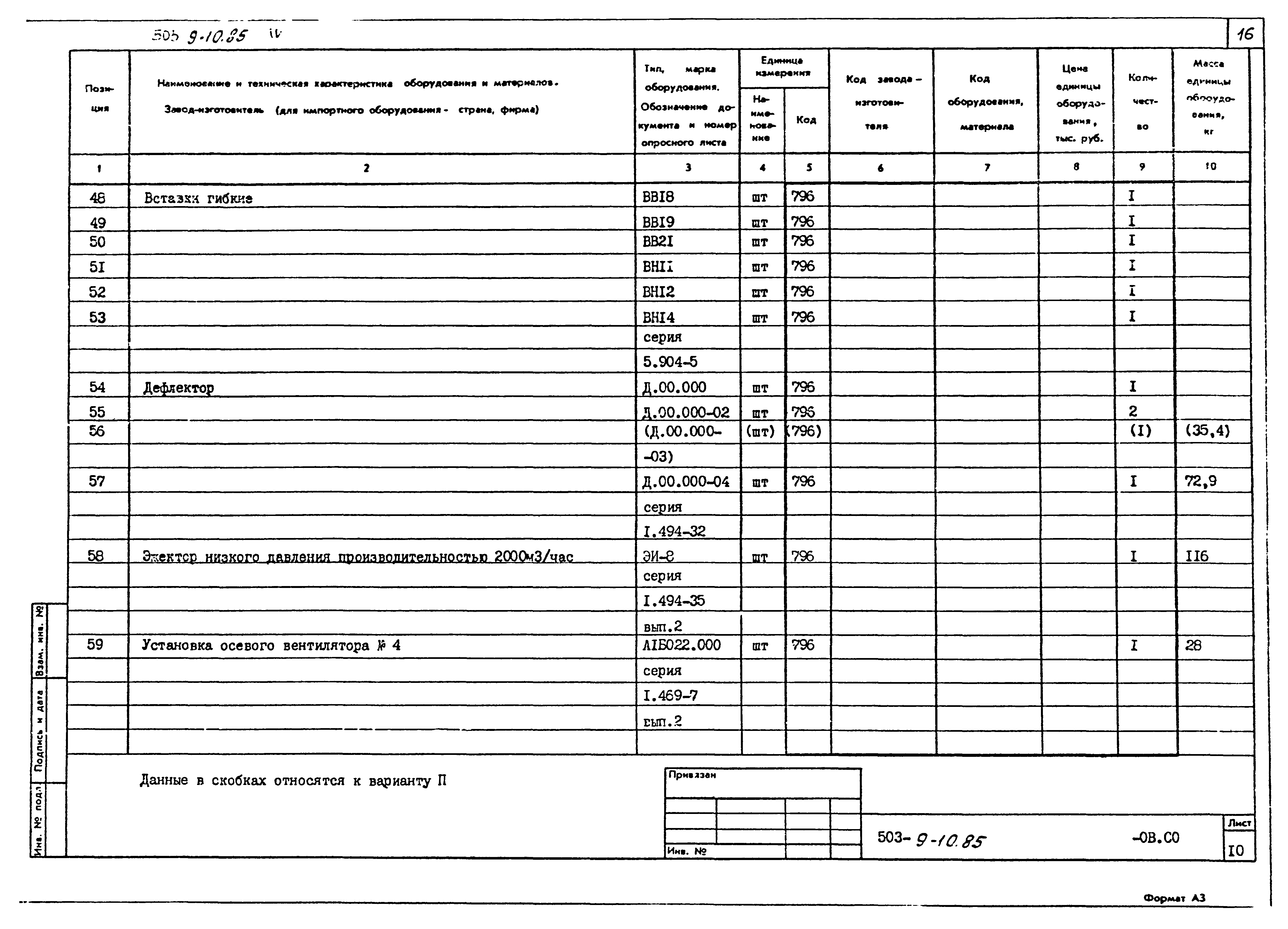 Типовой проект 503-9-10.85