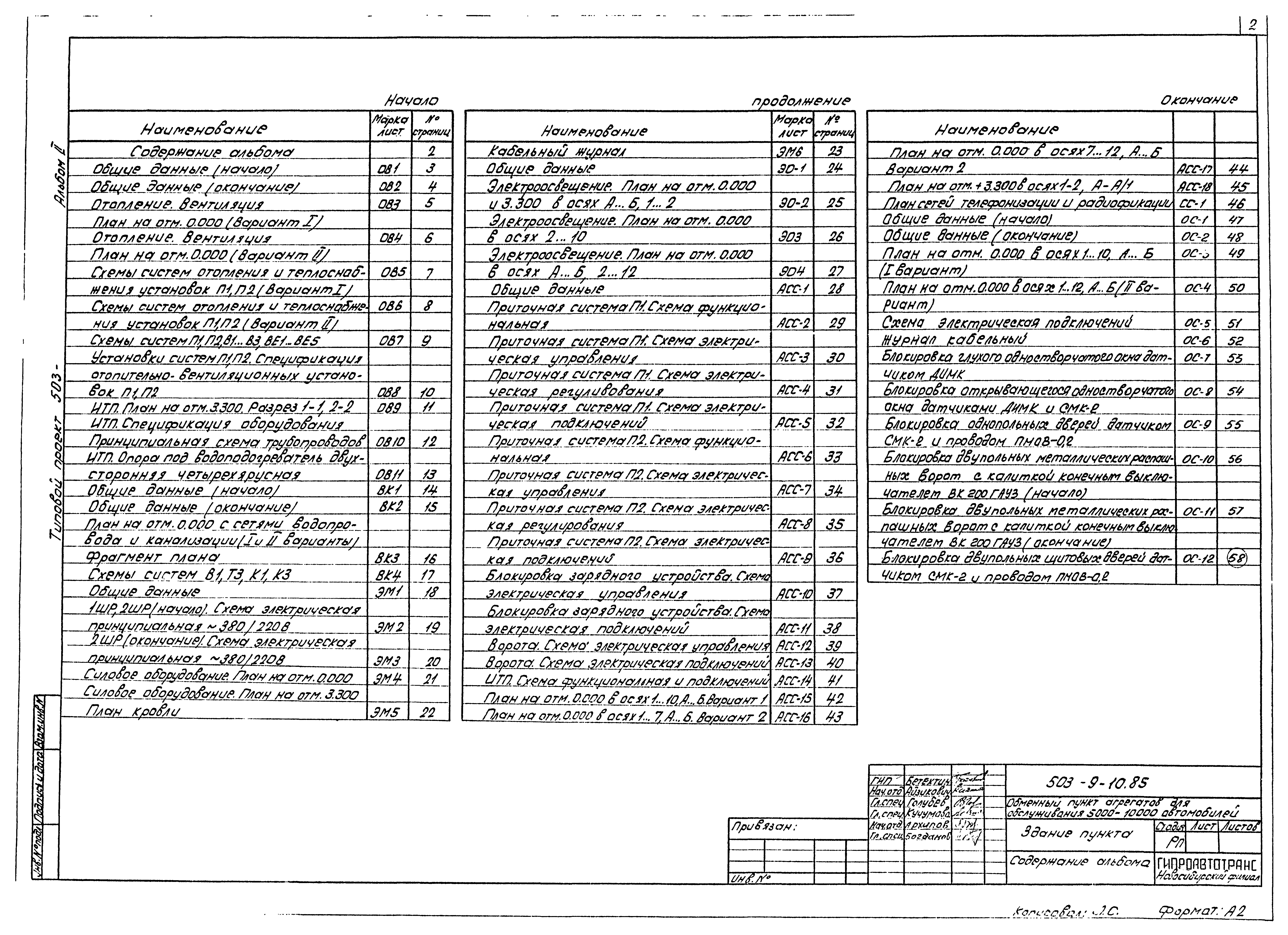 Типовой проект 503-9-10.85