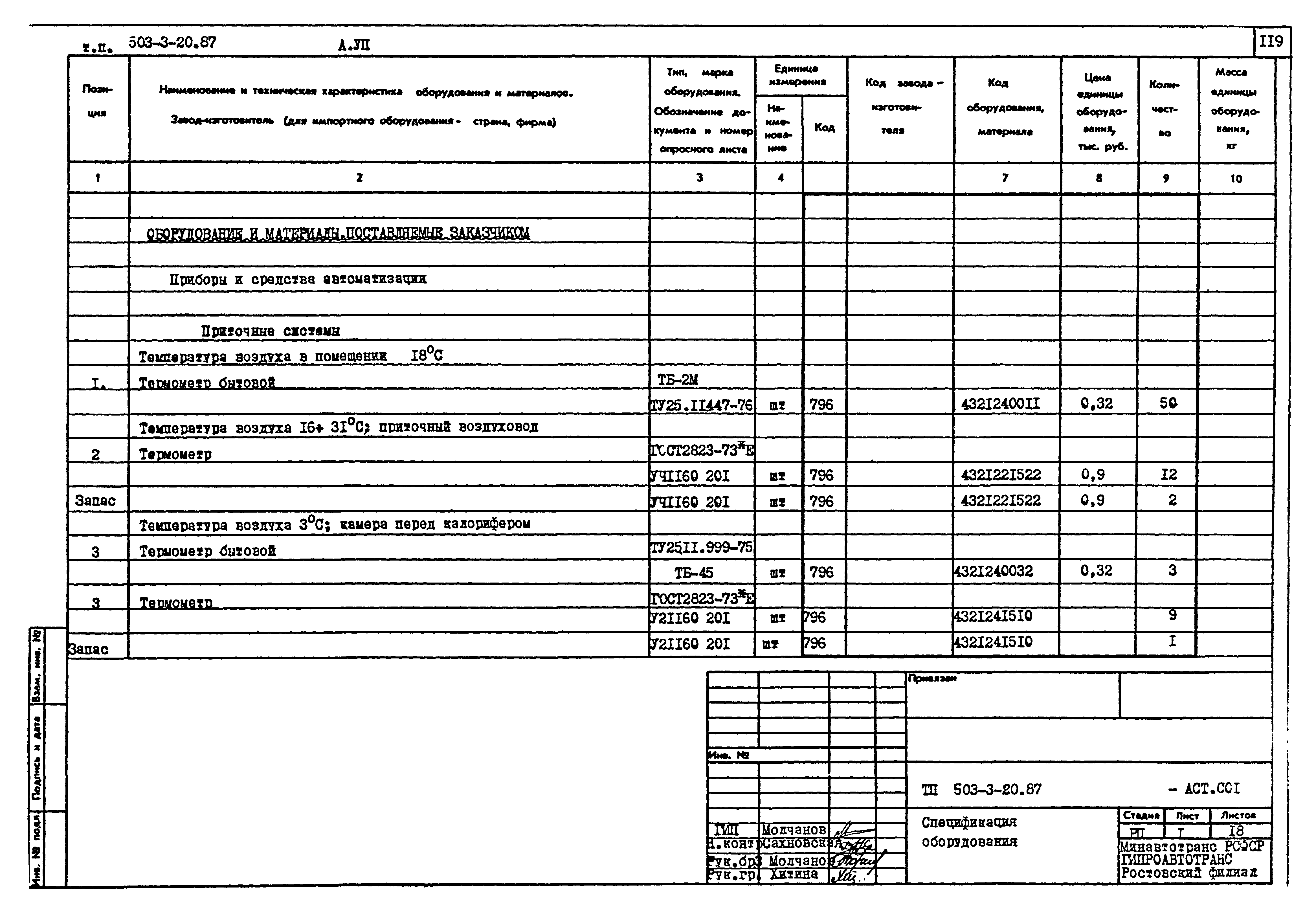 Типовой проект 503-3-20.87
