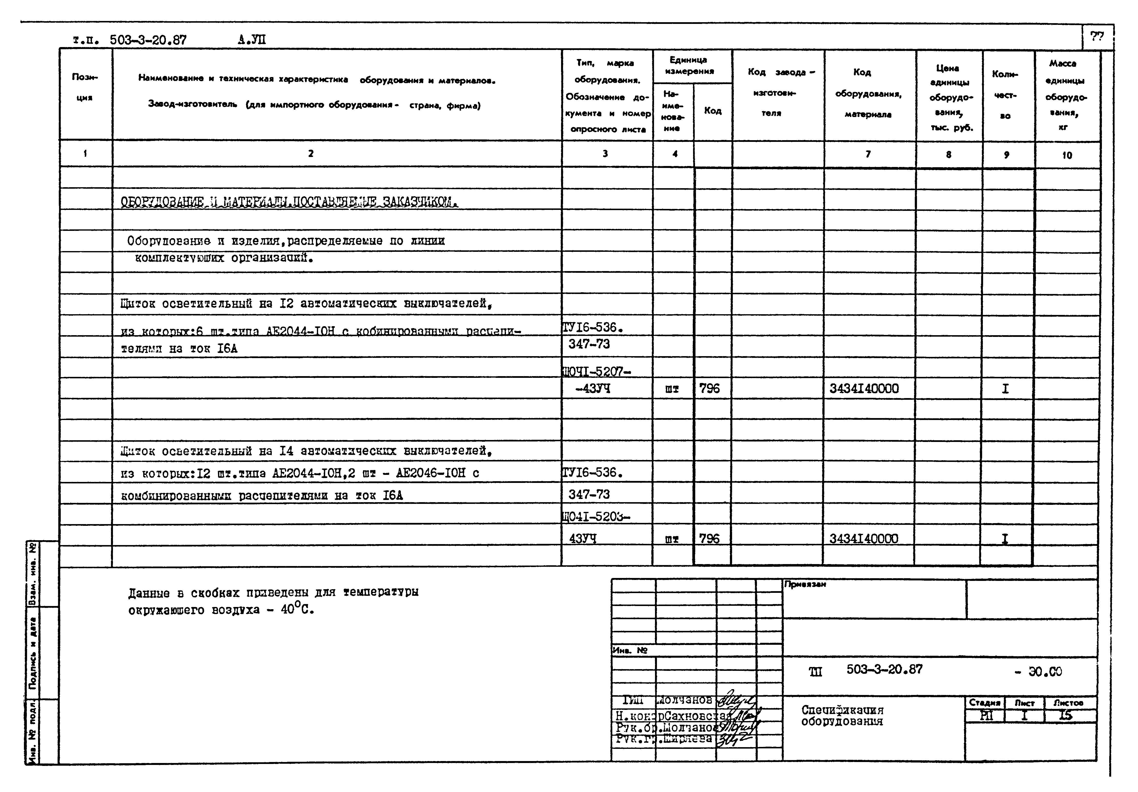 Типовой проект 503-3-20.87