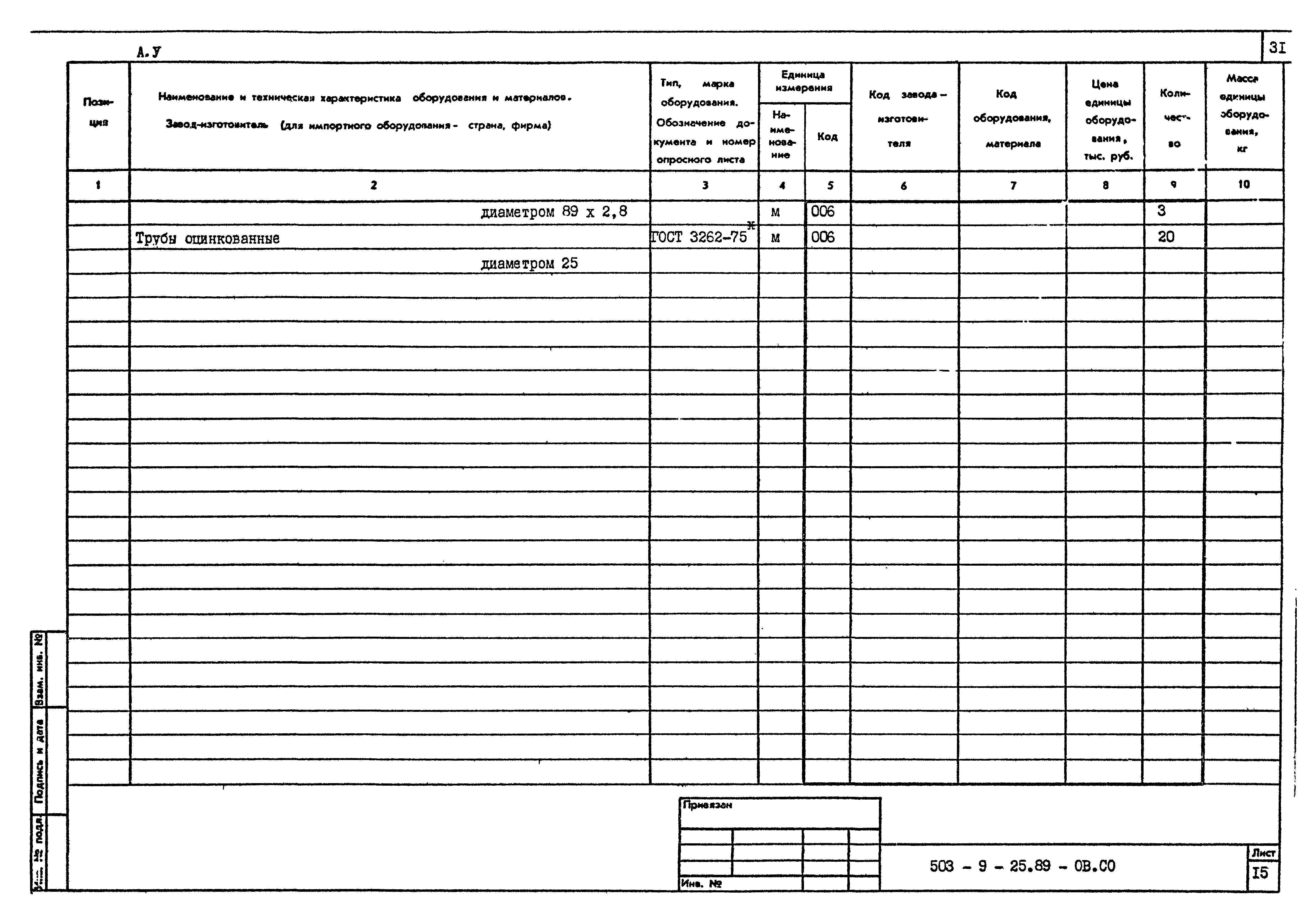 Типовой проект 503-9-25.89