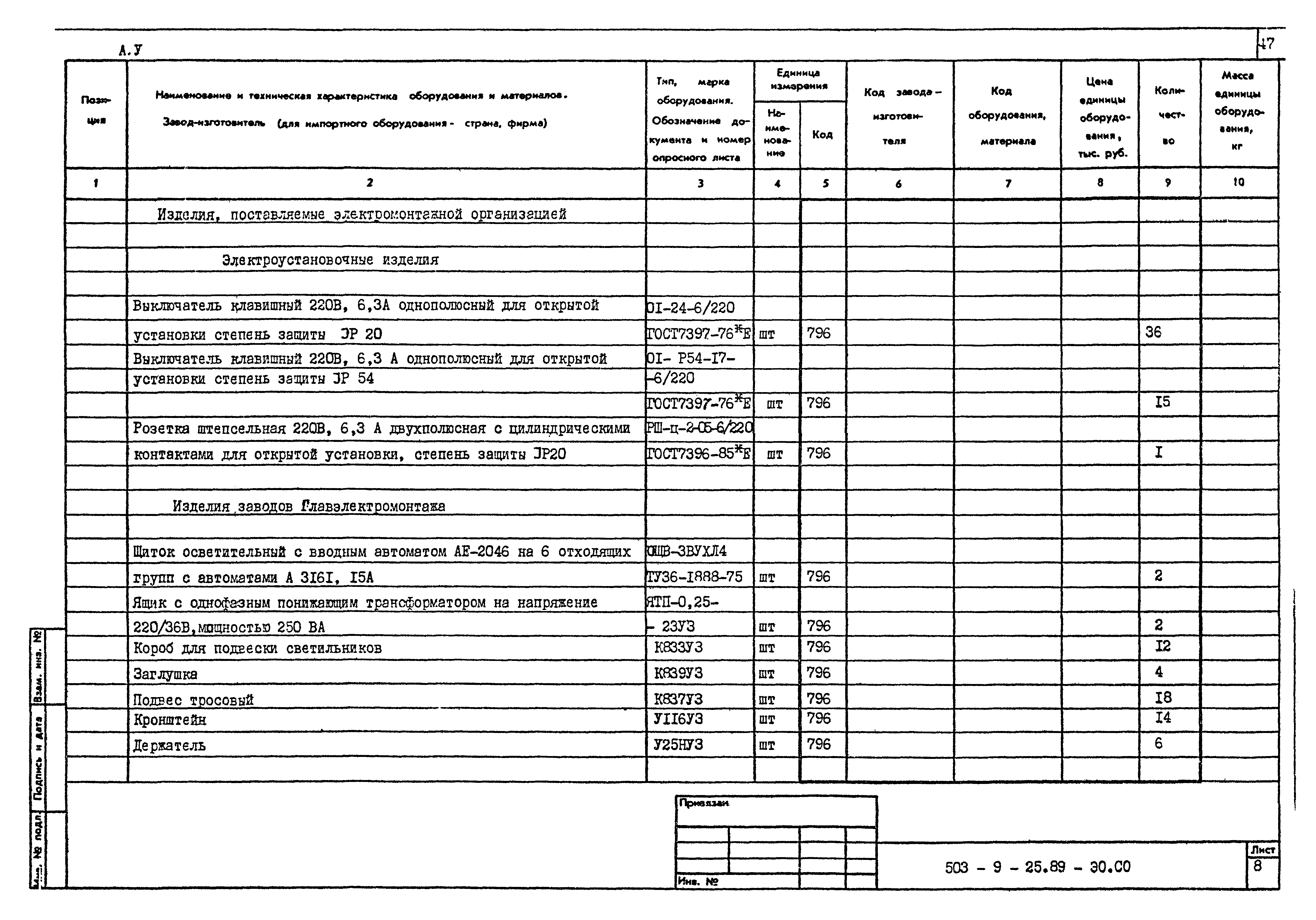 Типовой проект 503-9-25.89