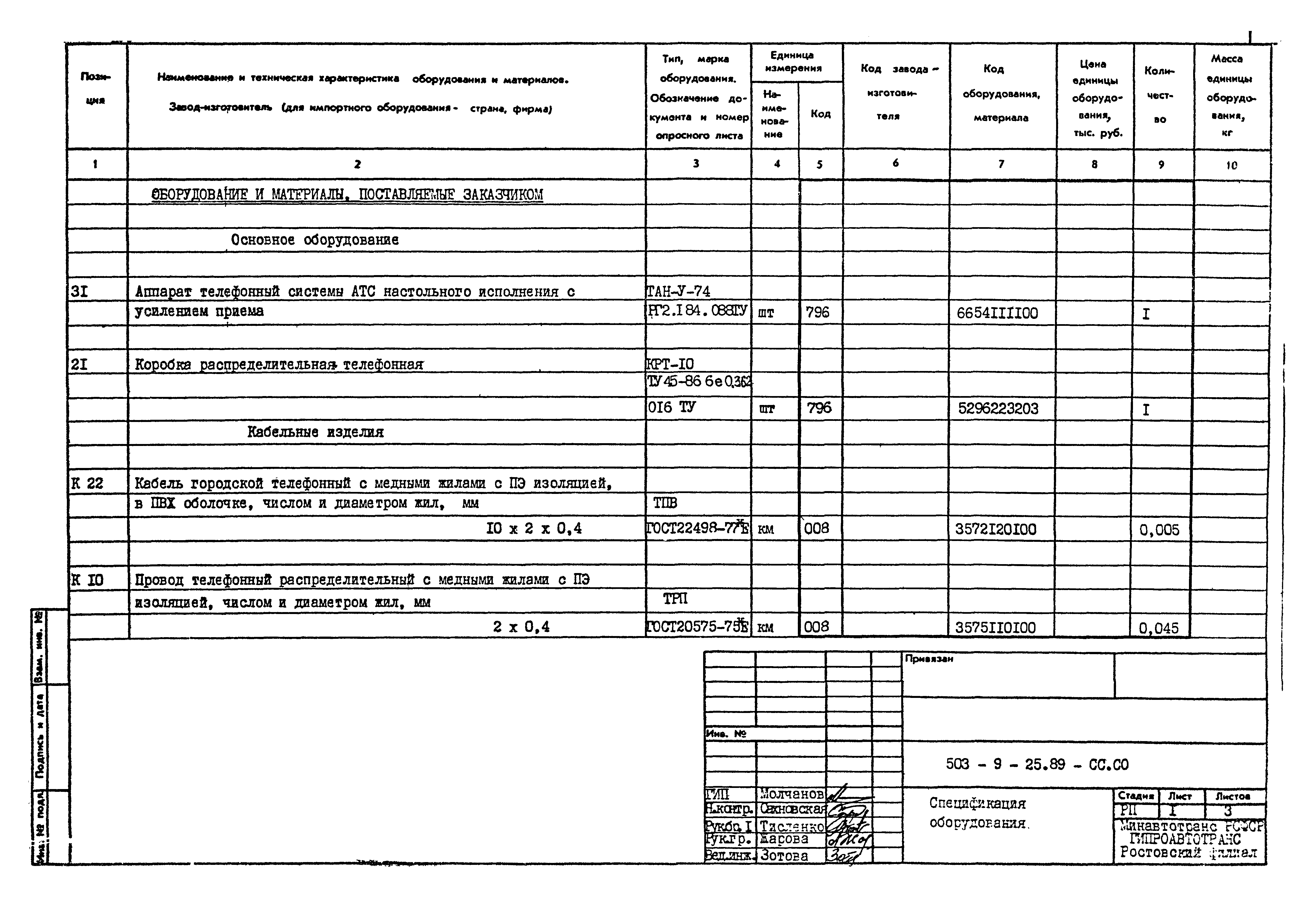 Типовой проект 503-9-25.89