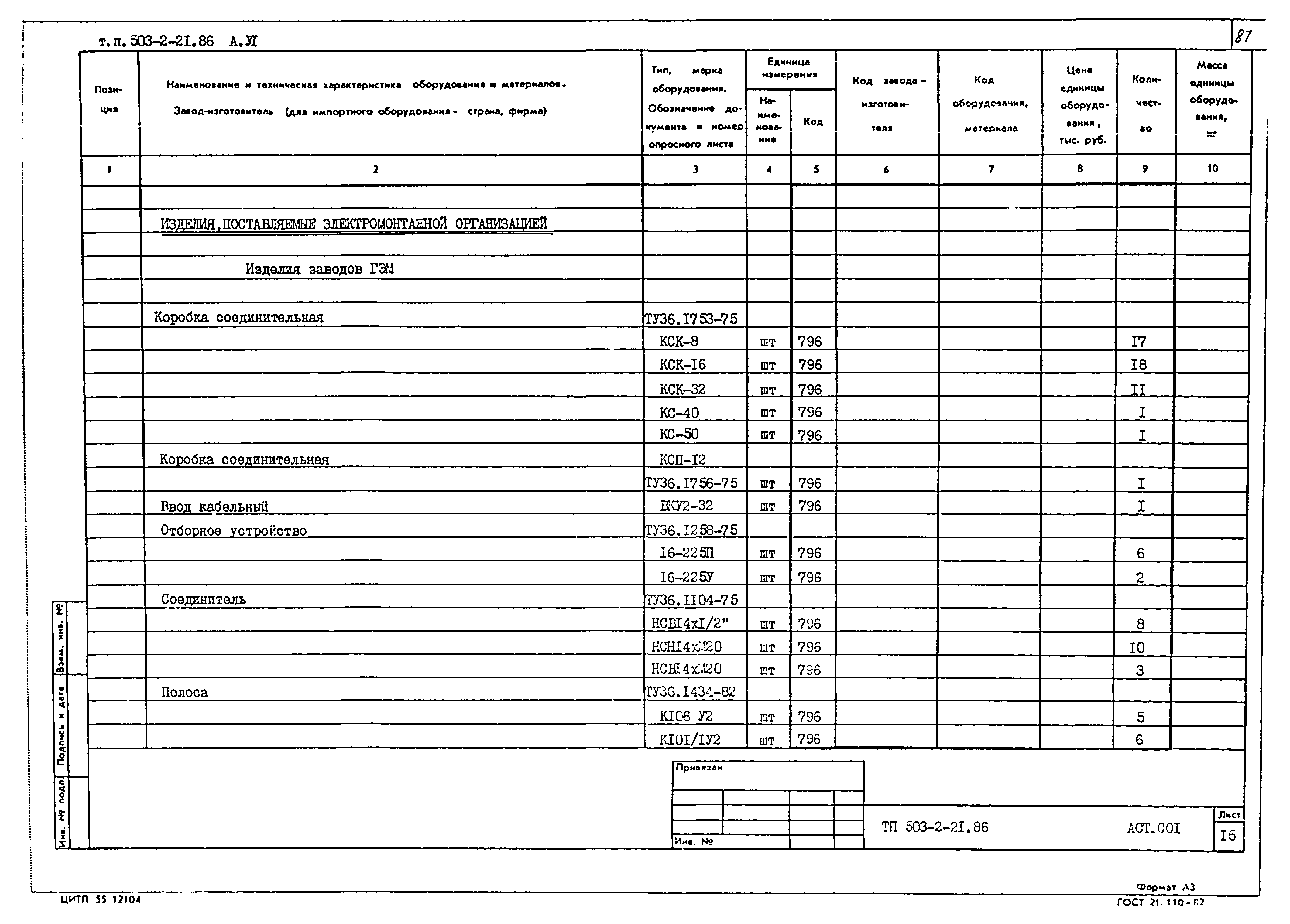 Типовой проект 503-2-21.86