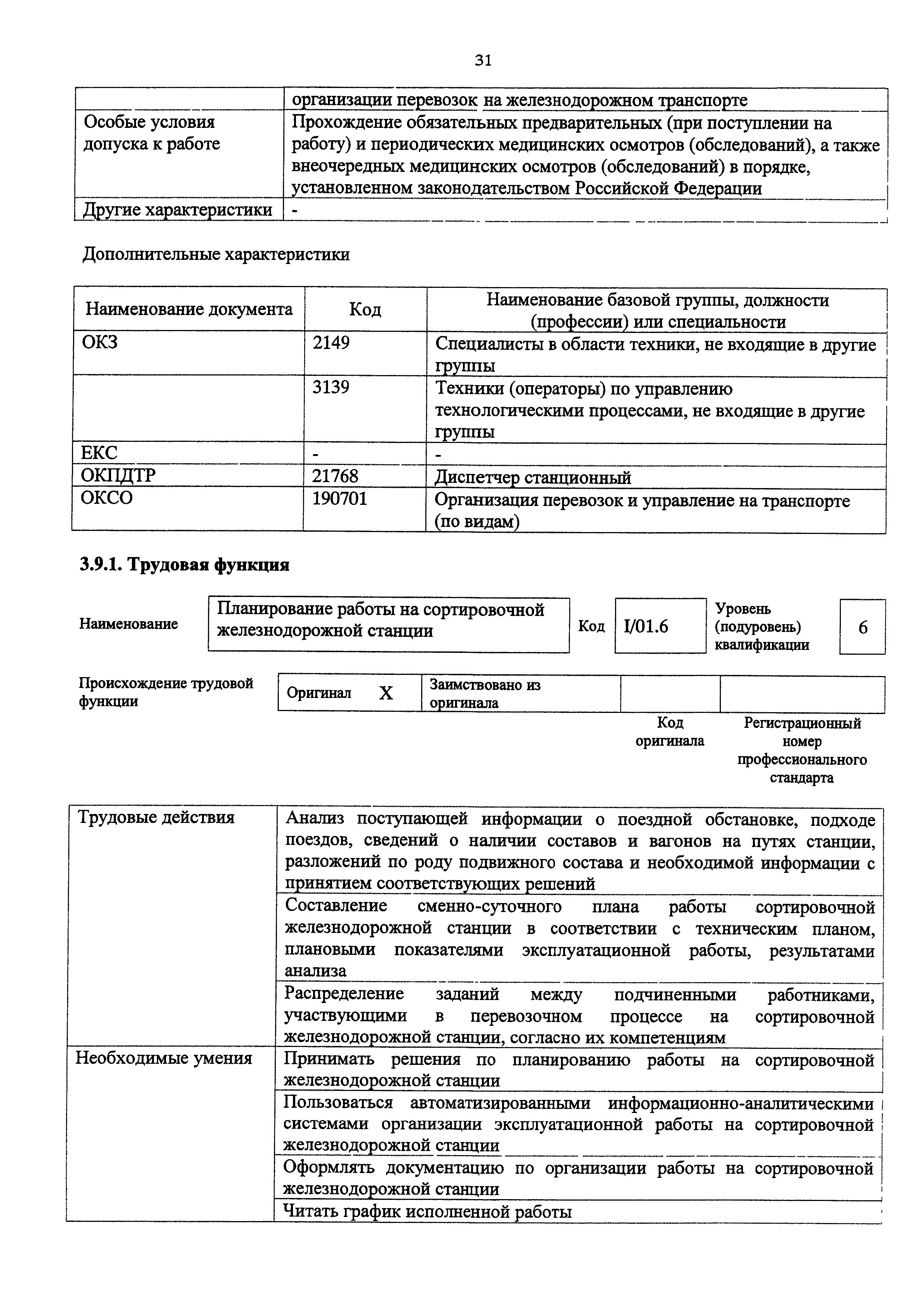 Скачать Приказ 977н Об утверждении профессионального стандарта Специалист  по организации управления движением поездов, производства маневровой работы  на раздельных пунктах