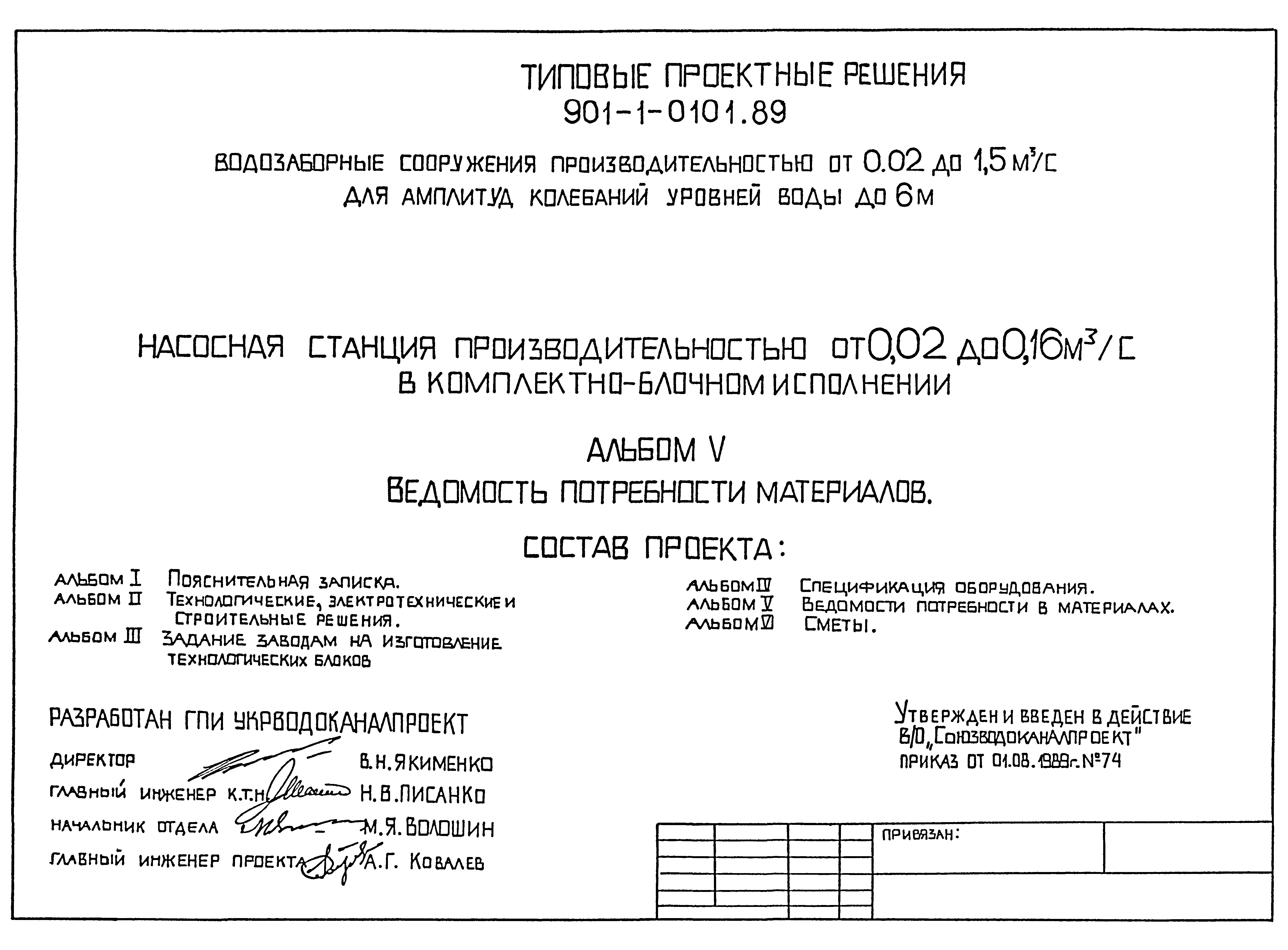 Типовые проектные решения 901-1-0101.89