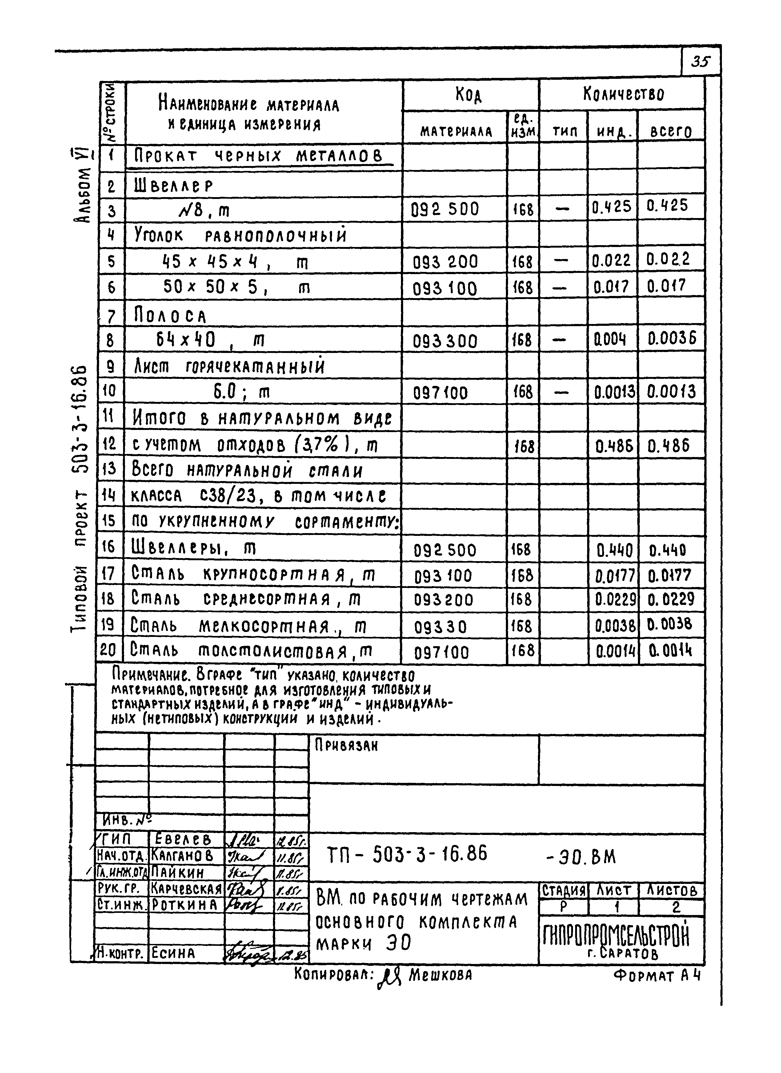 Типовой проект 503-3-16.86