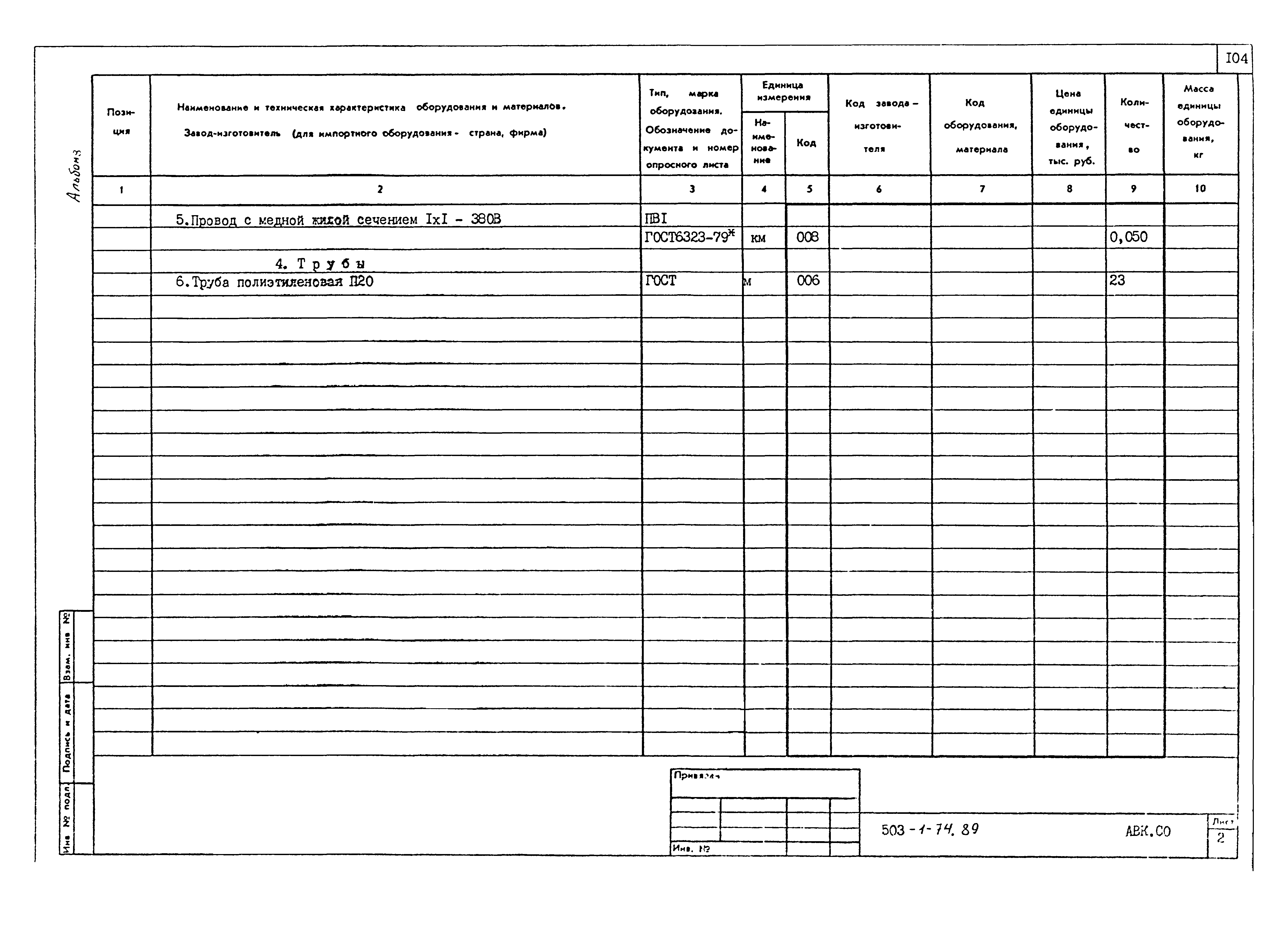 Типовой проект 503-1-74.89
