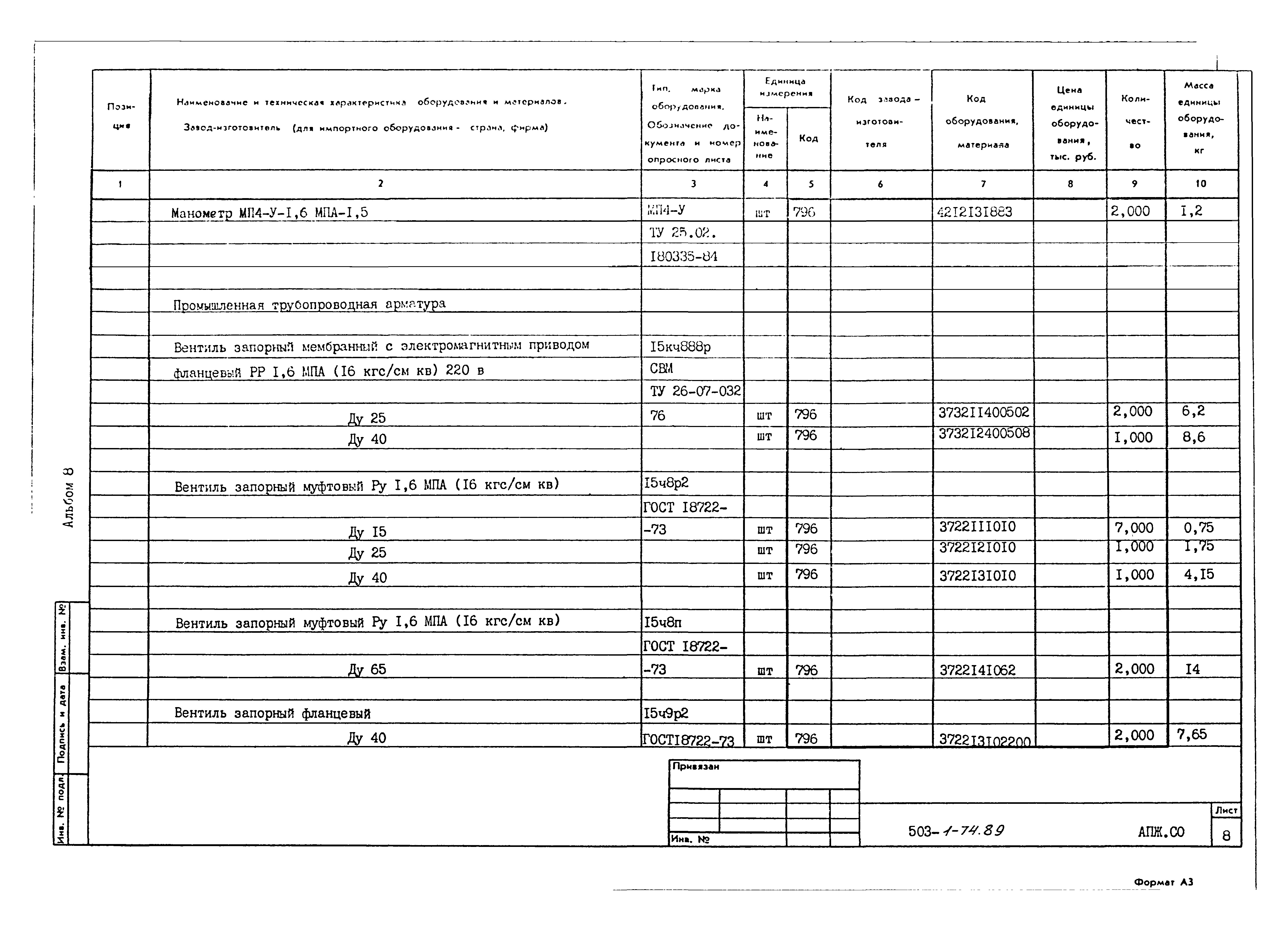 Типовой проект 503-1-74.89