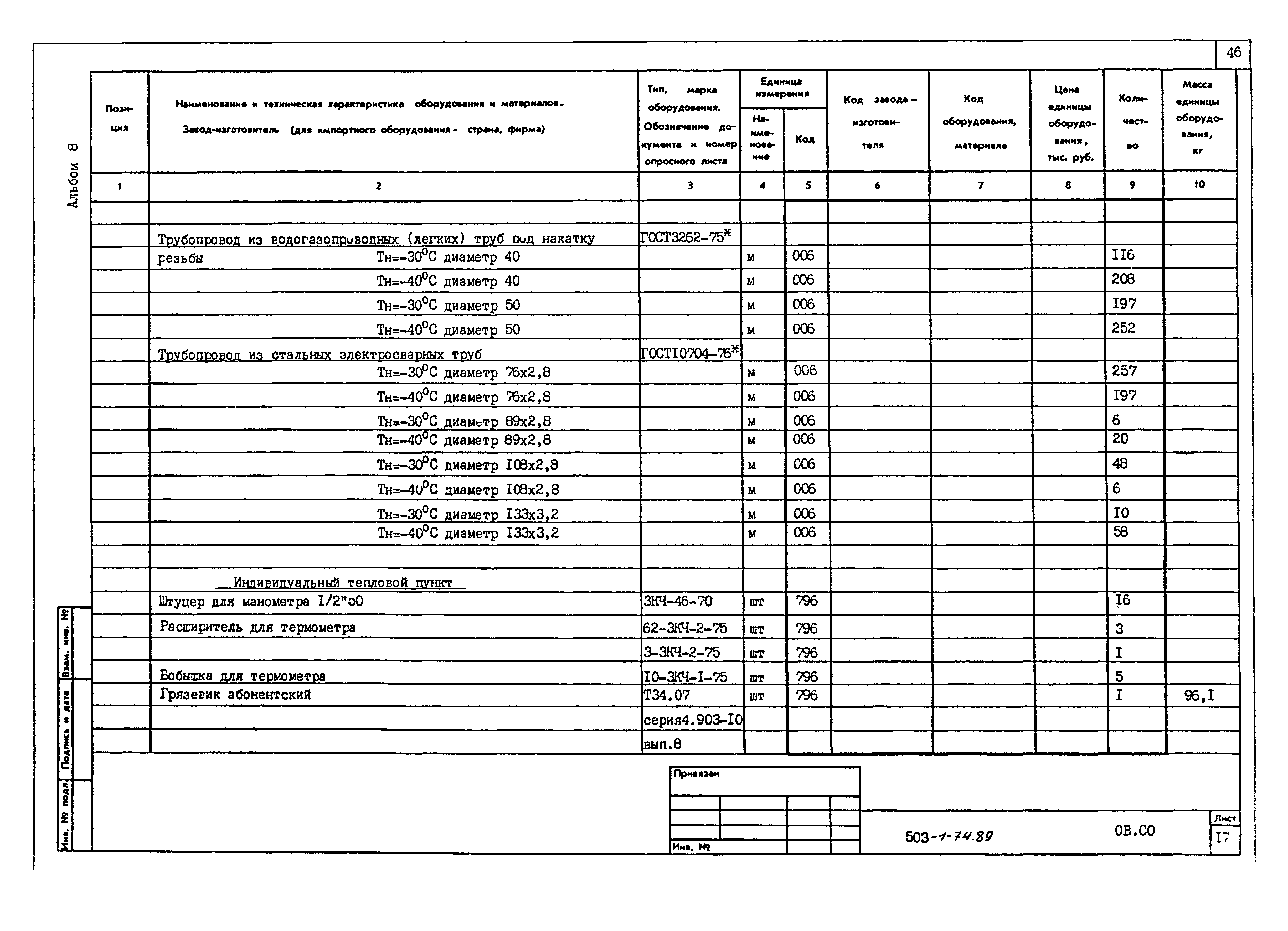 Типовой проект 503-1-74.89