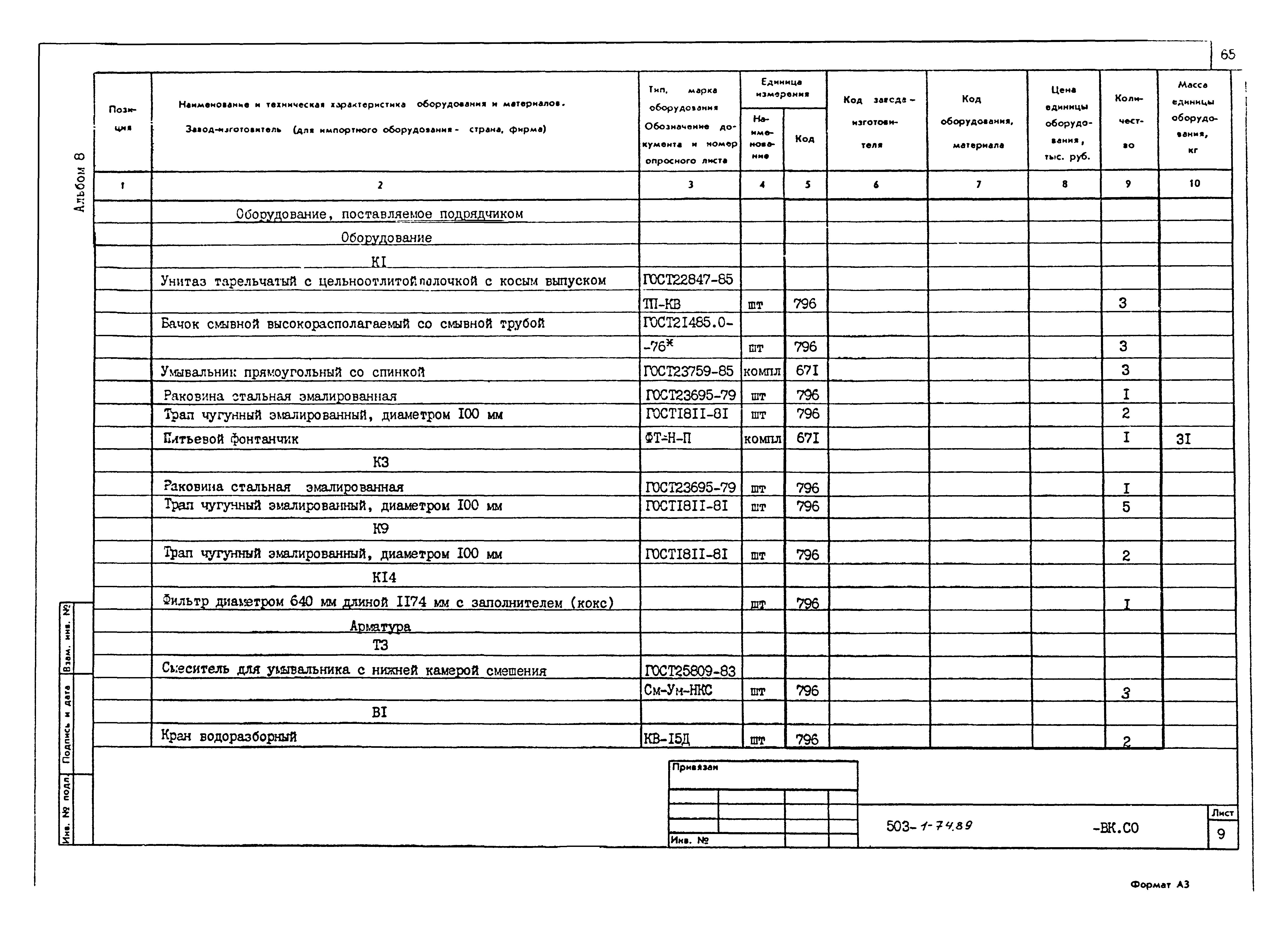 Типовой проект 503-1-74.89