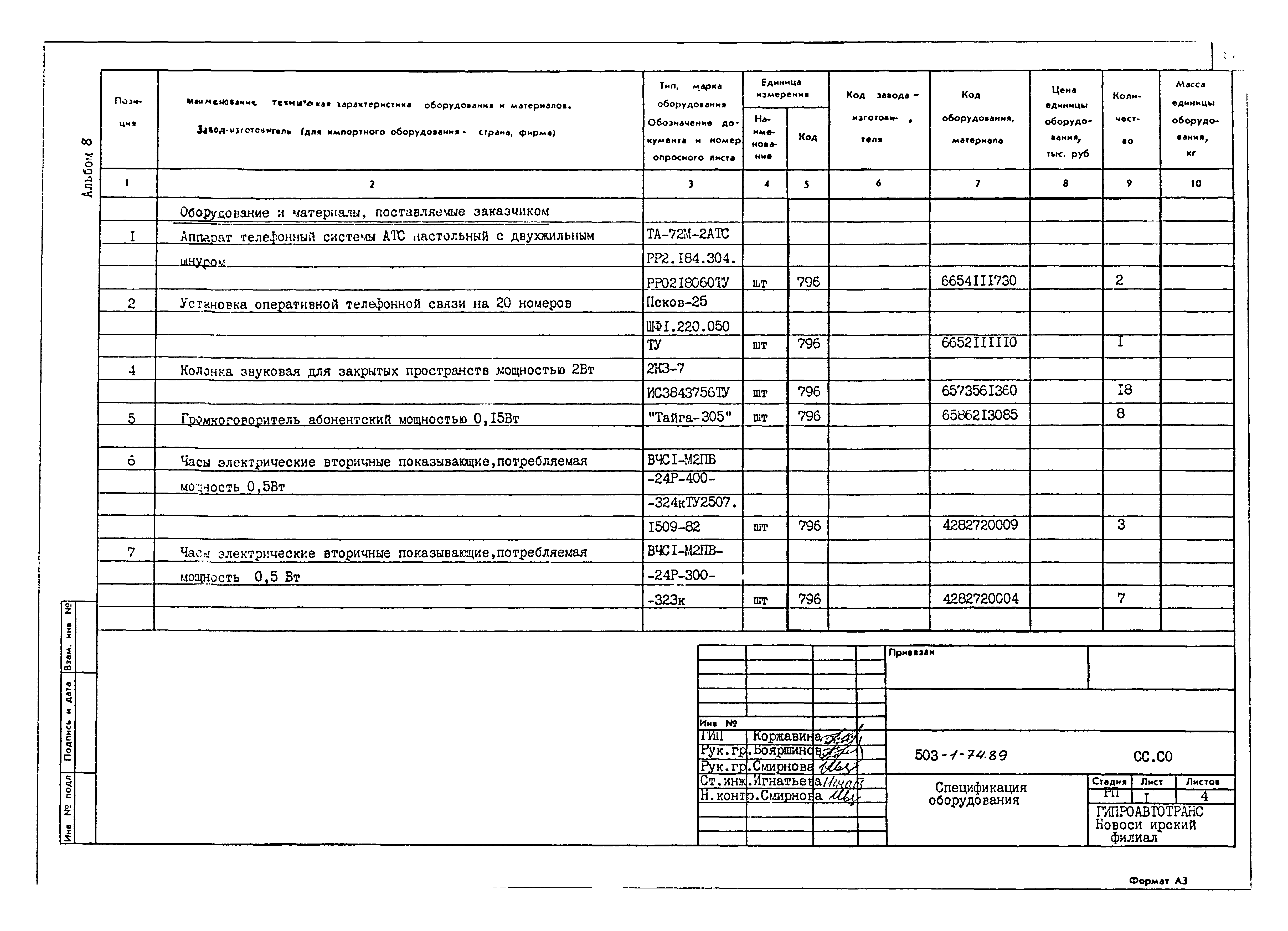 Типовой проект 503-1-74.89