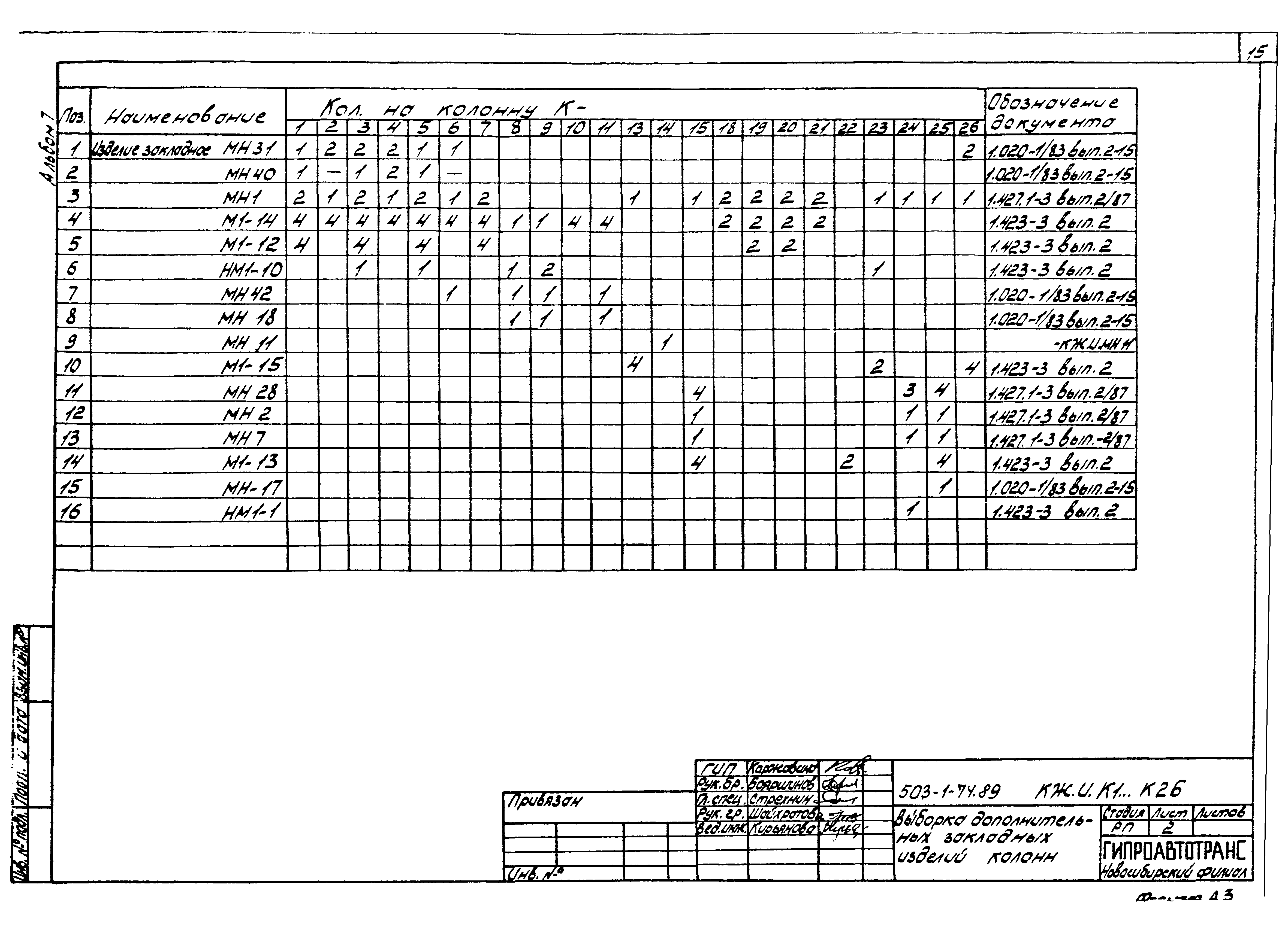 Типовой проект 503-1-74.89