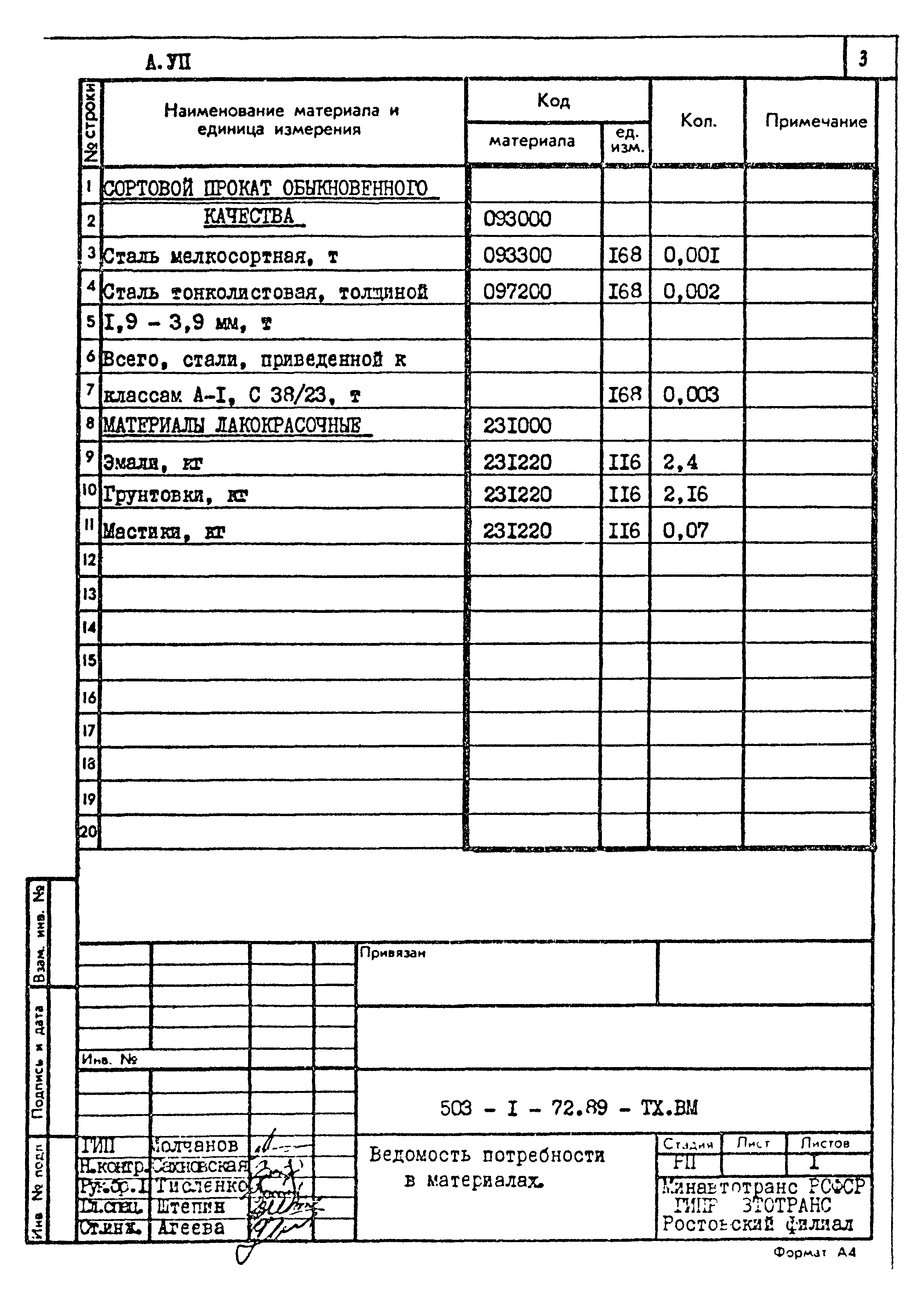 Типовой проект 503-1-72.89