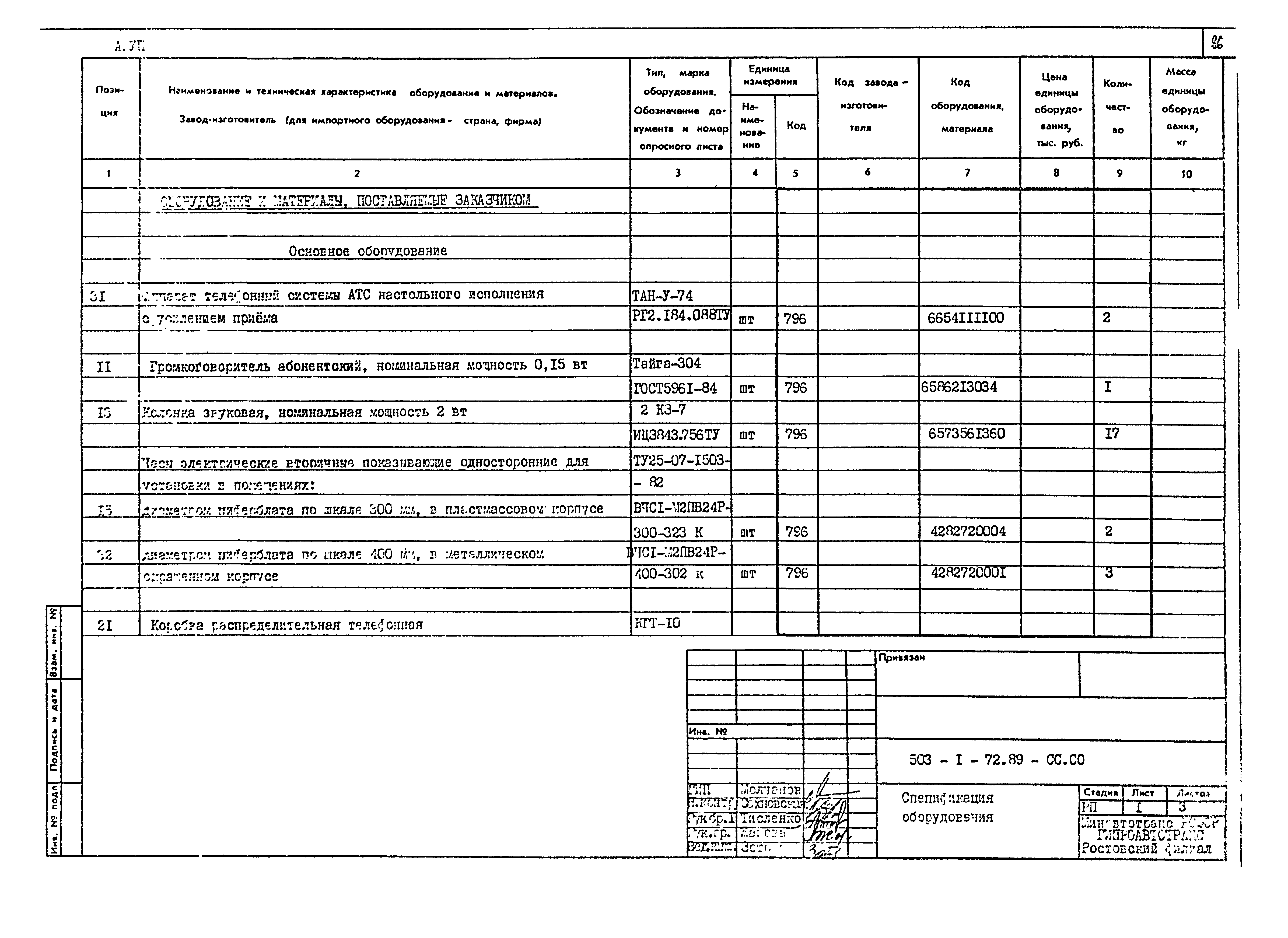Типовой проект 503-1-72.89
