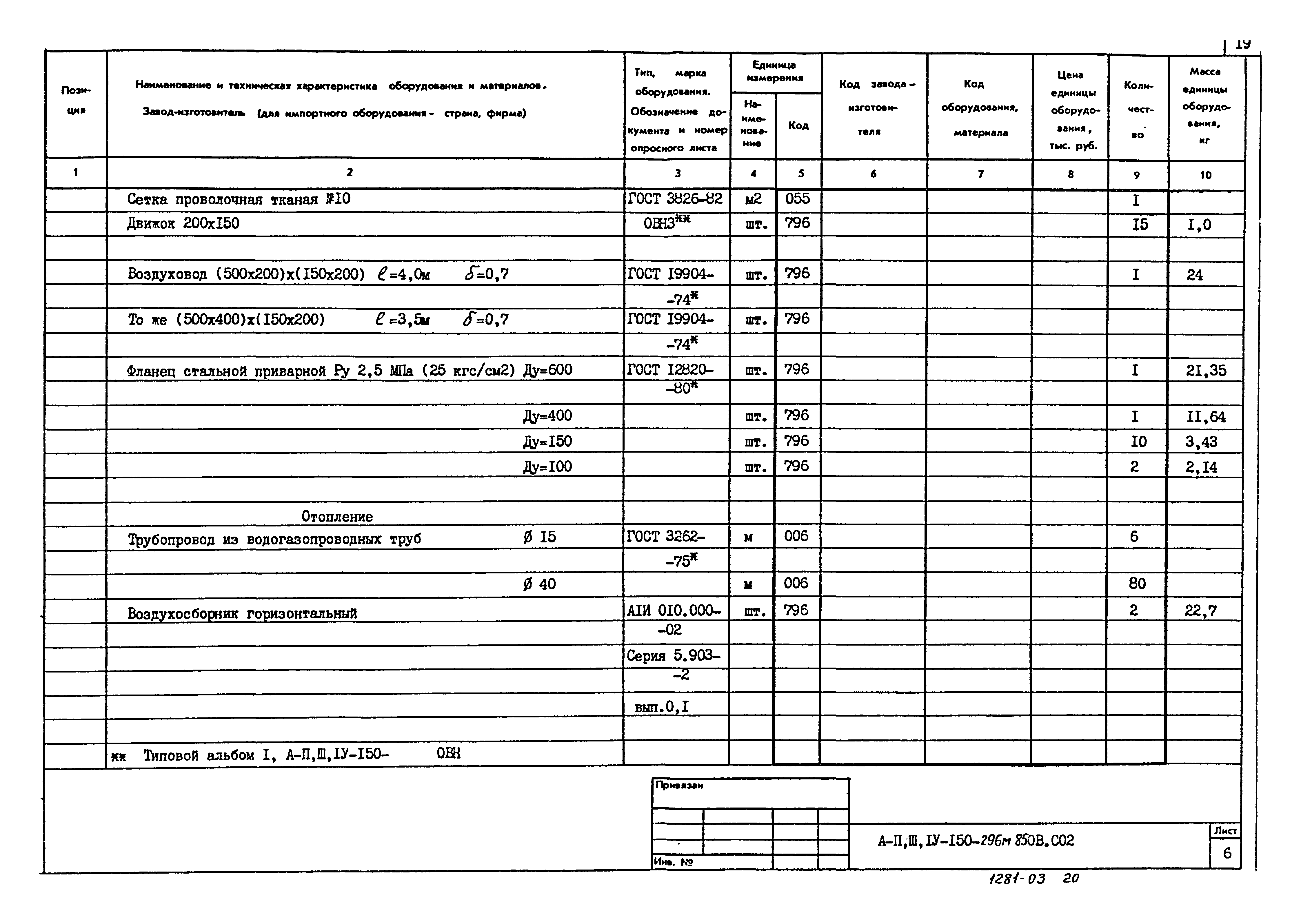 Типовой проект А-II,III,IV-150-296м.85