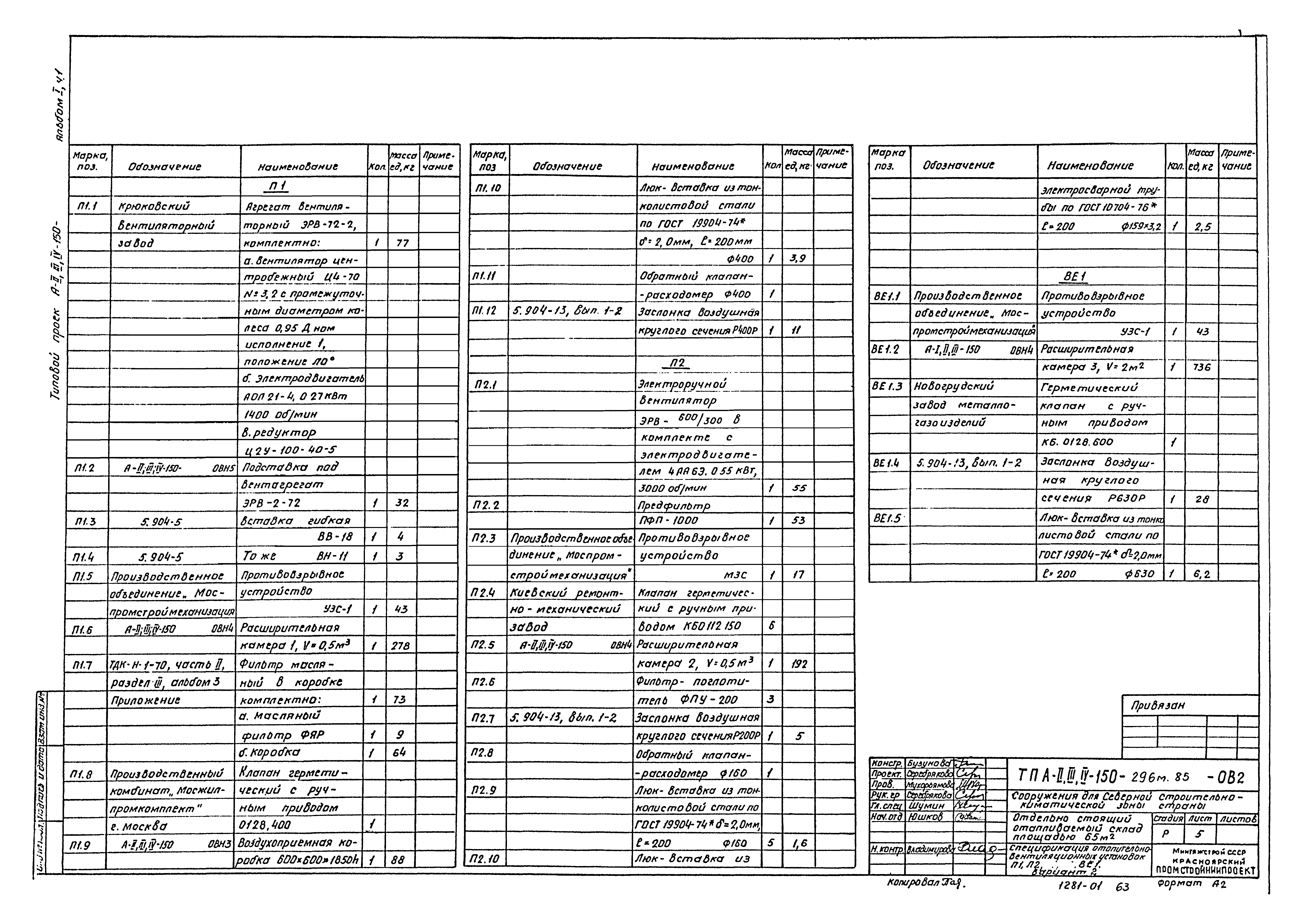 Типовой проект А-II,III,IV-150-296м.85