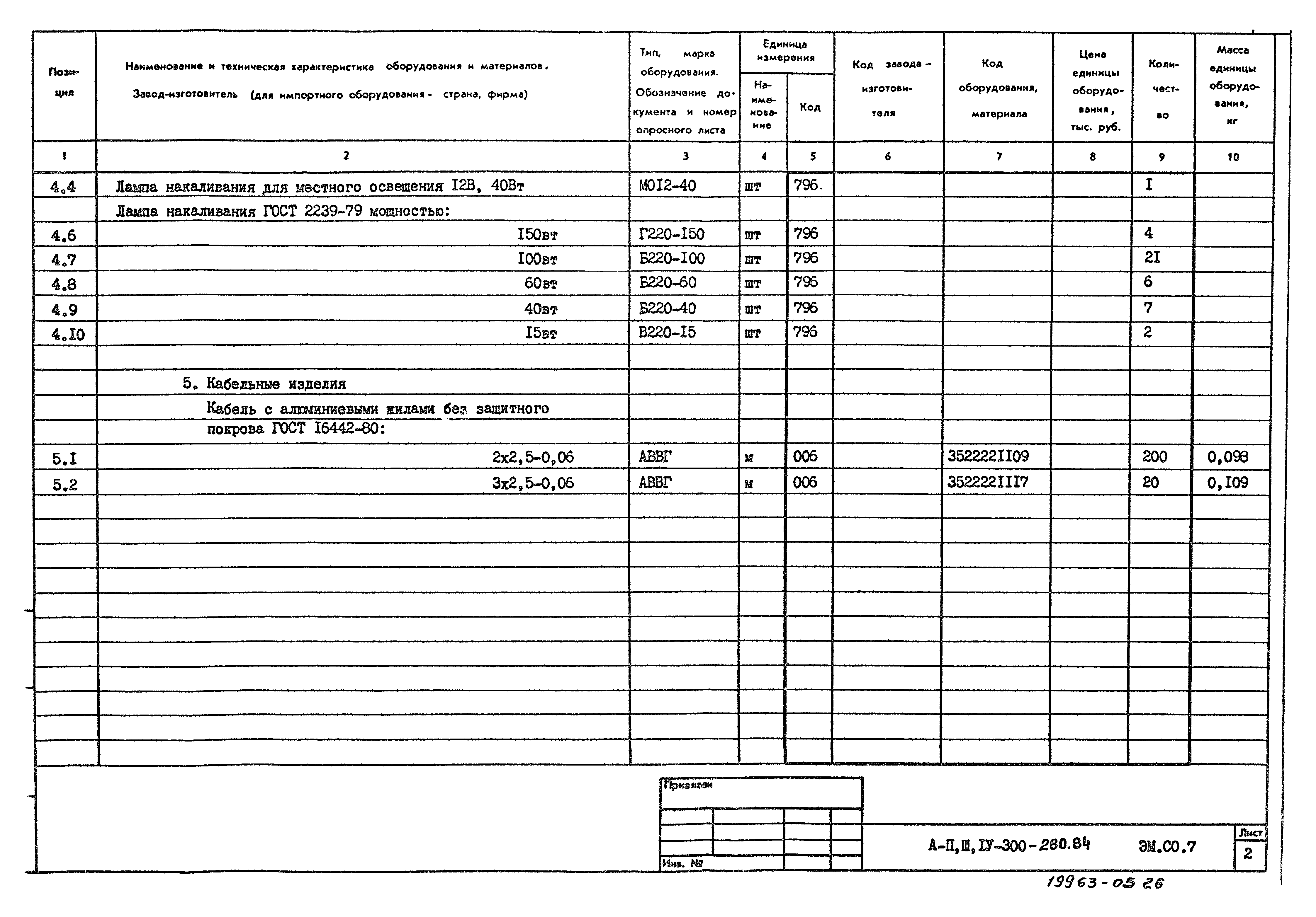 Типовой проект А-II,III,IV-300-280.84