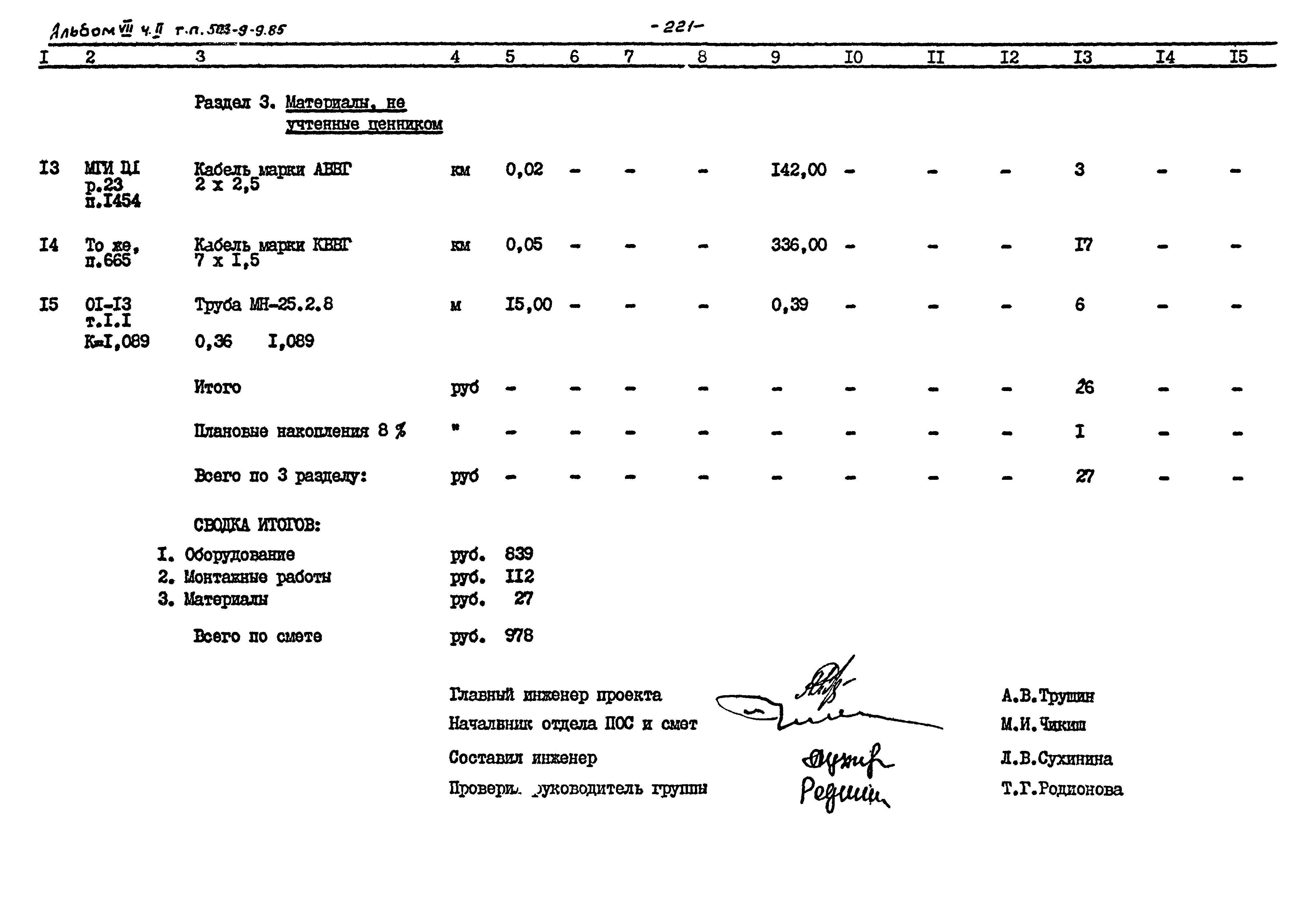 Типовой проект 503-9-9.85