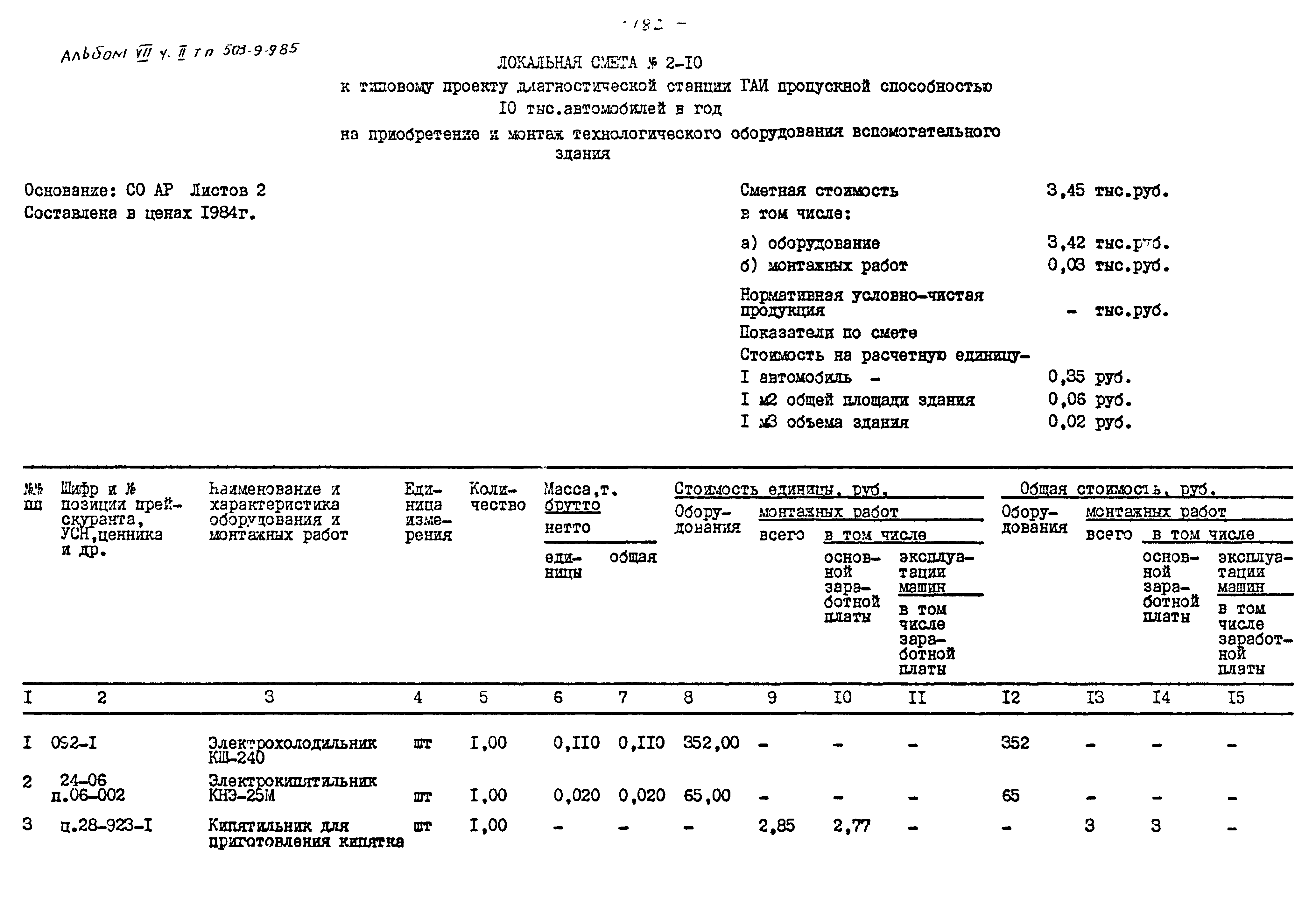 Типовой проект 503-9-9.85