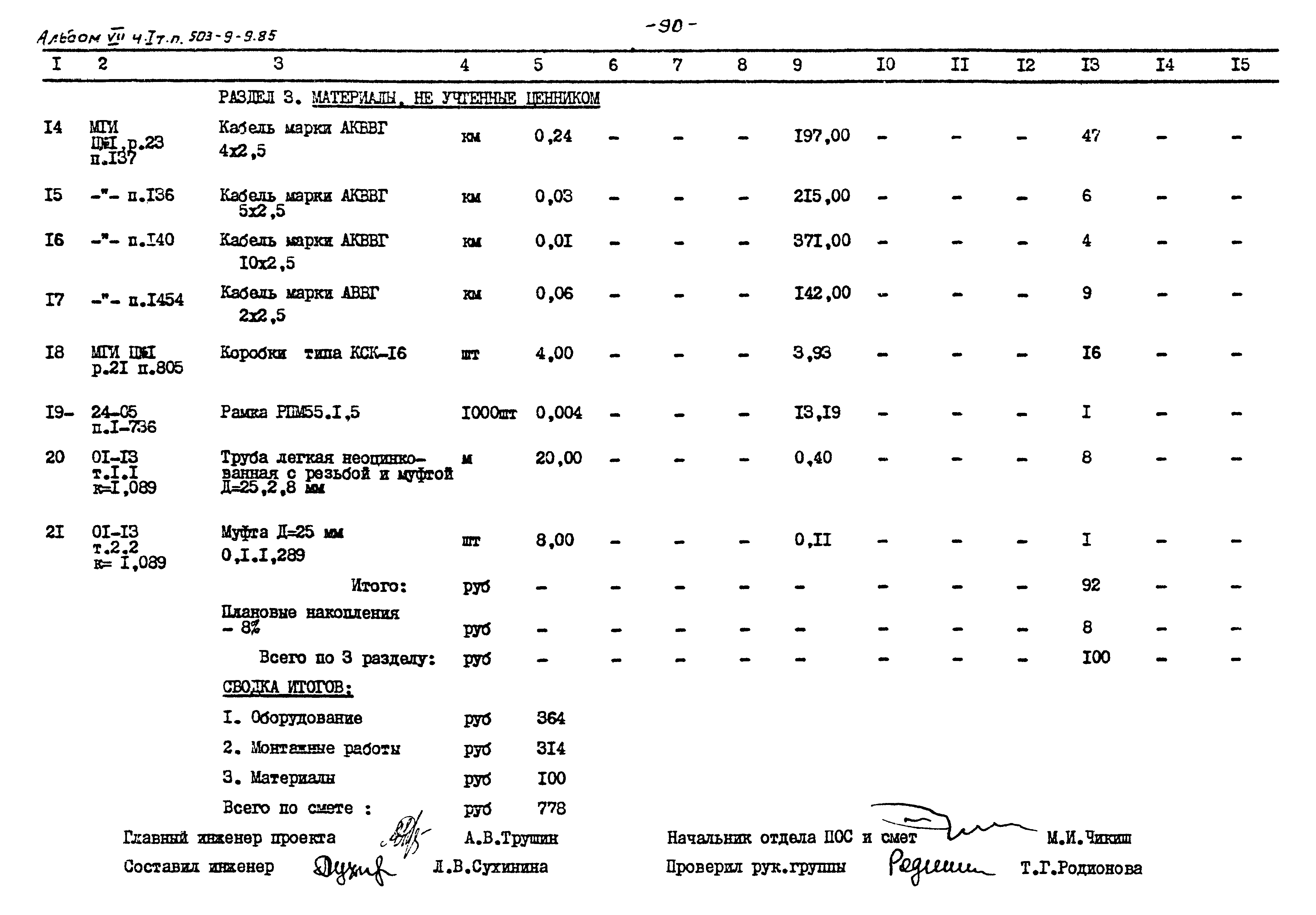 Типовой проект 503-9-9.85