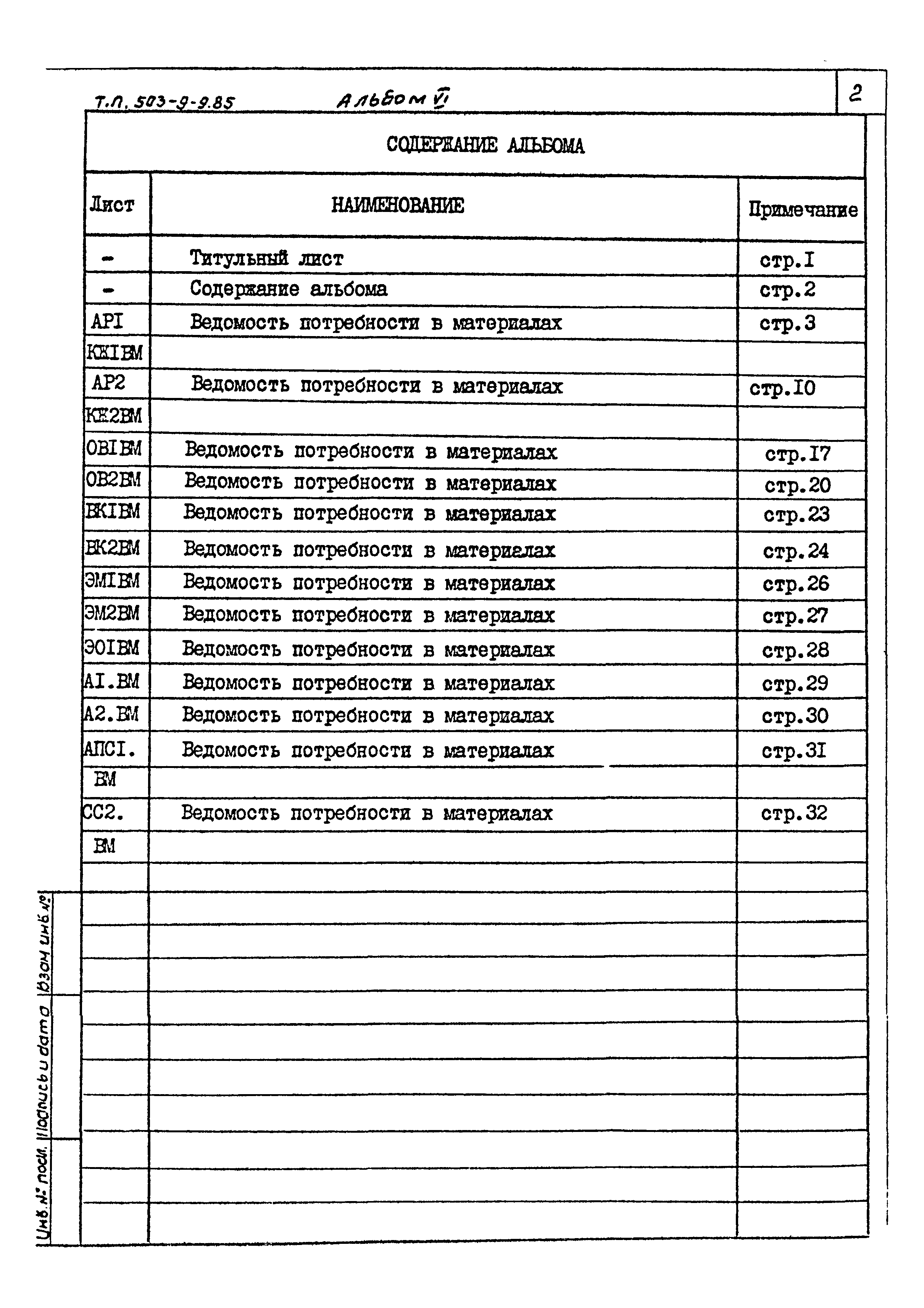 Типовой проект 503-9-9.85