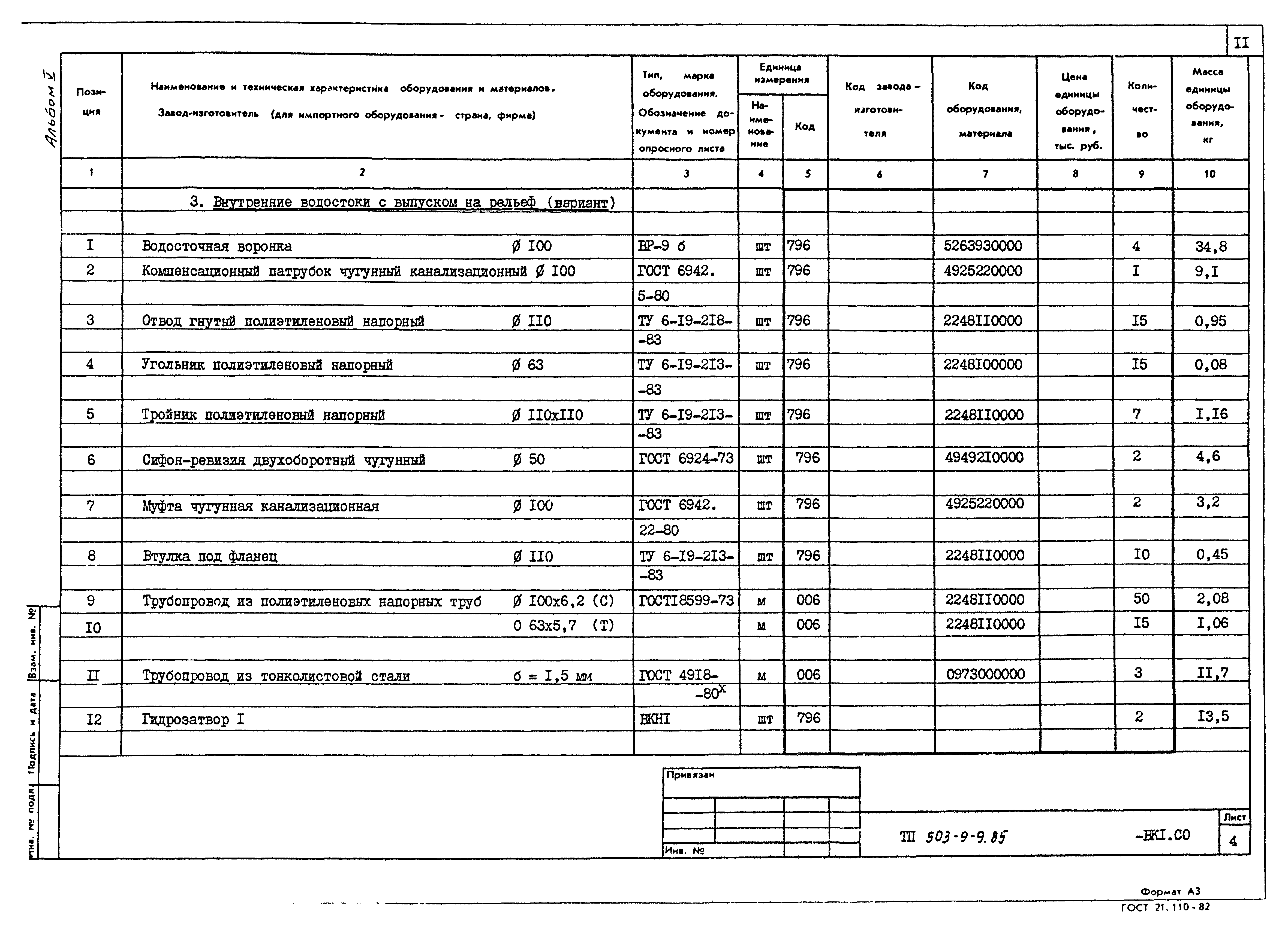 Типовой проект 503-9-9.85