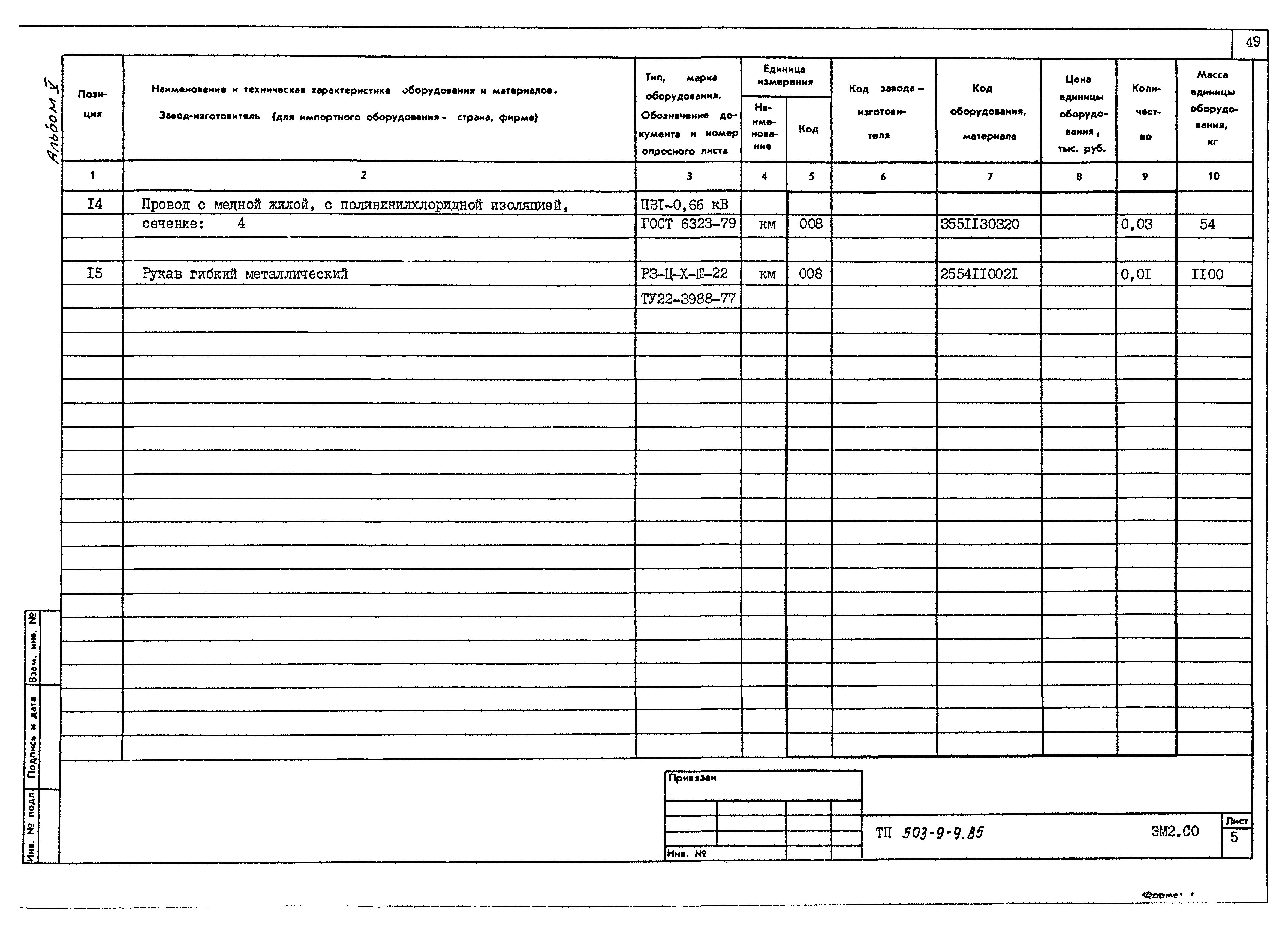 Типовой проект 503-9-9.85