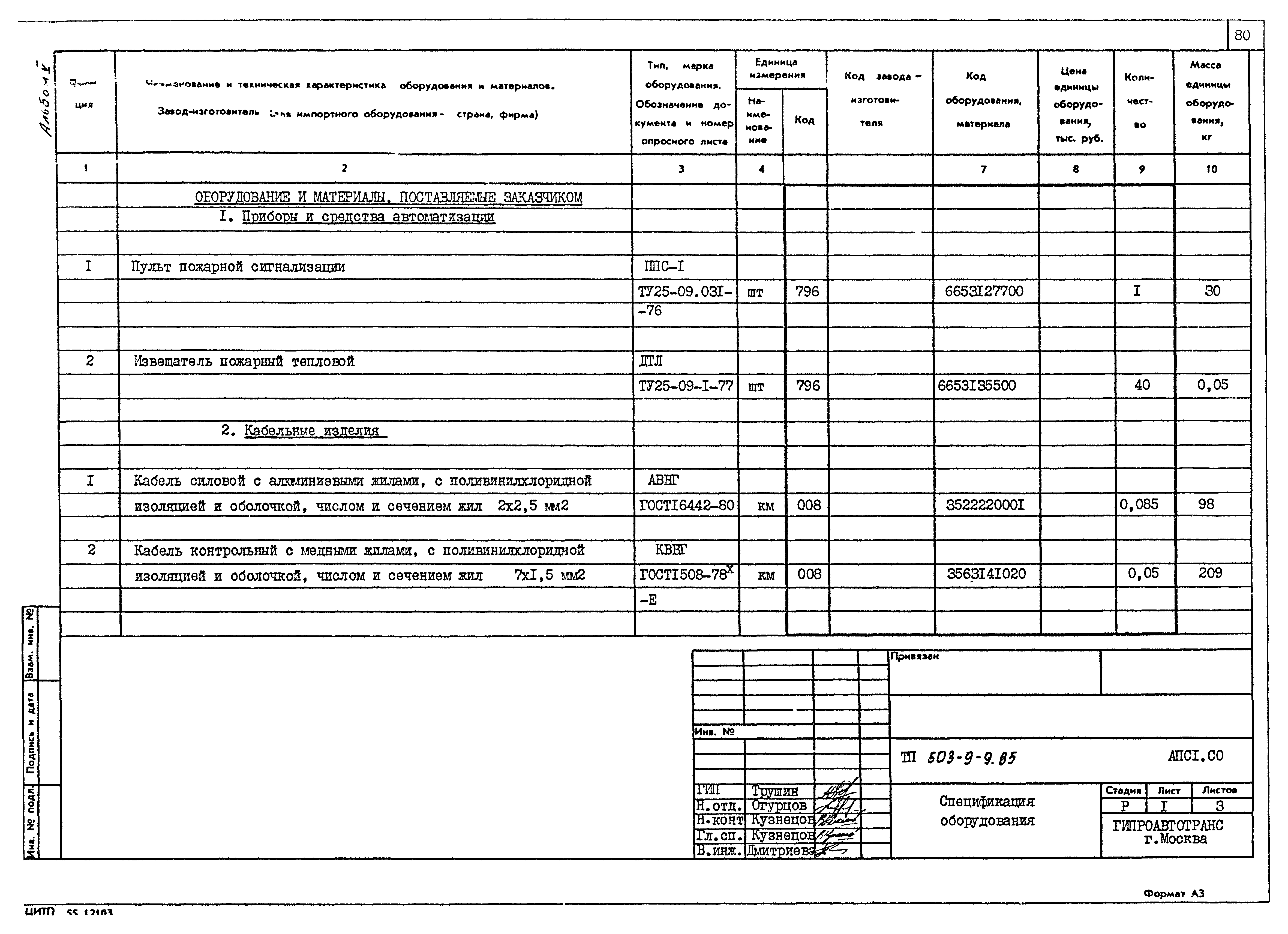 Типовой проект 503-9-9.85