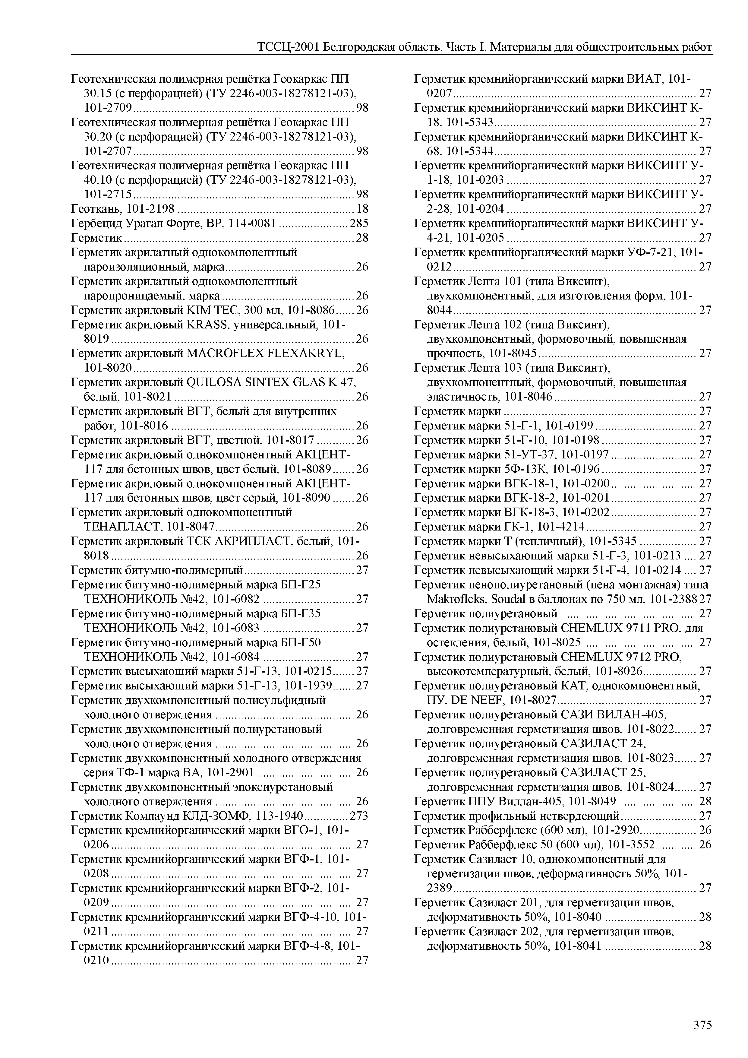 ТССЦ Белгородская область 01-2001