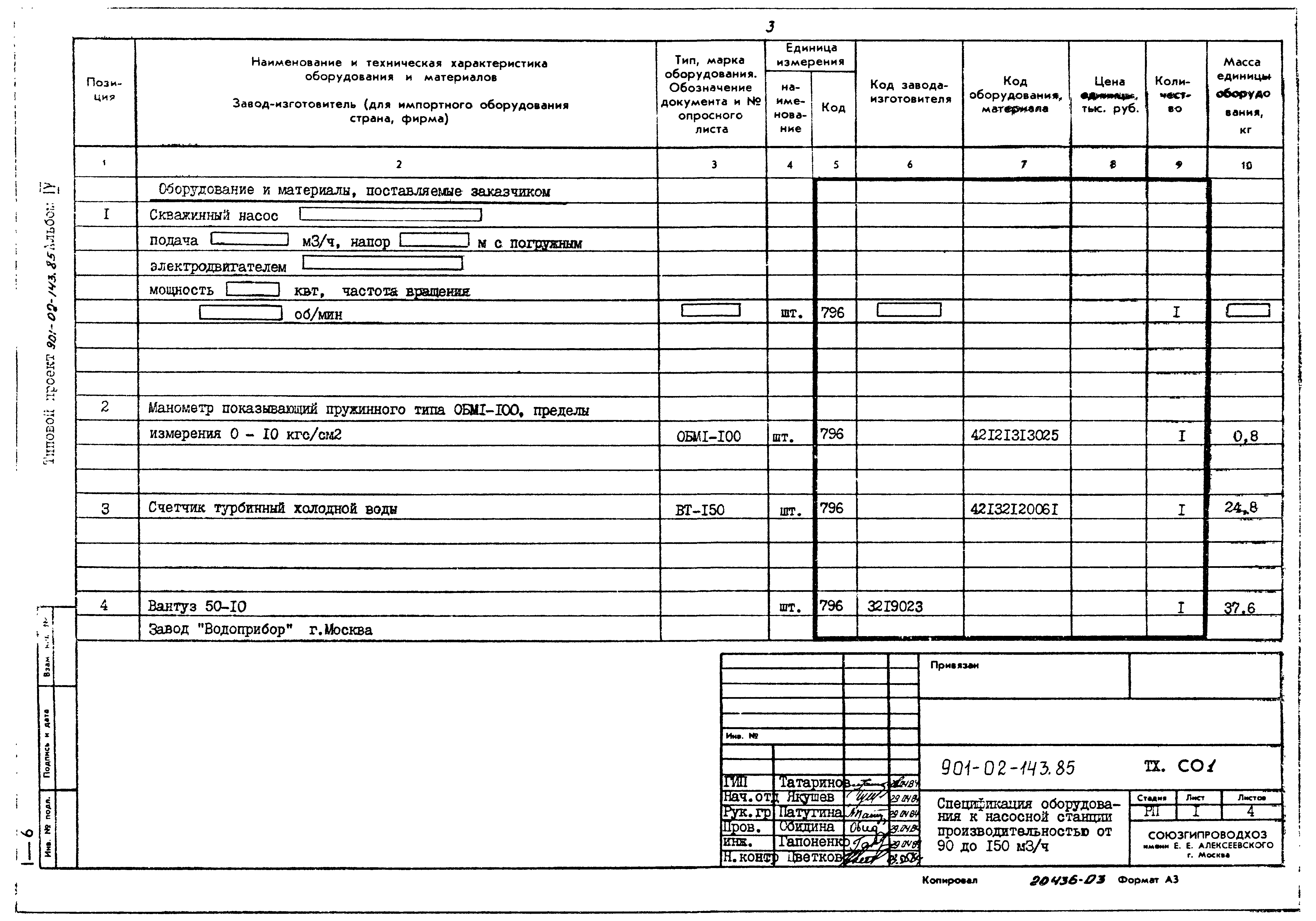 Типовые проектные решения 901-02-143.85