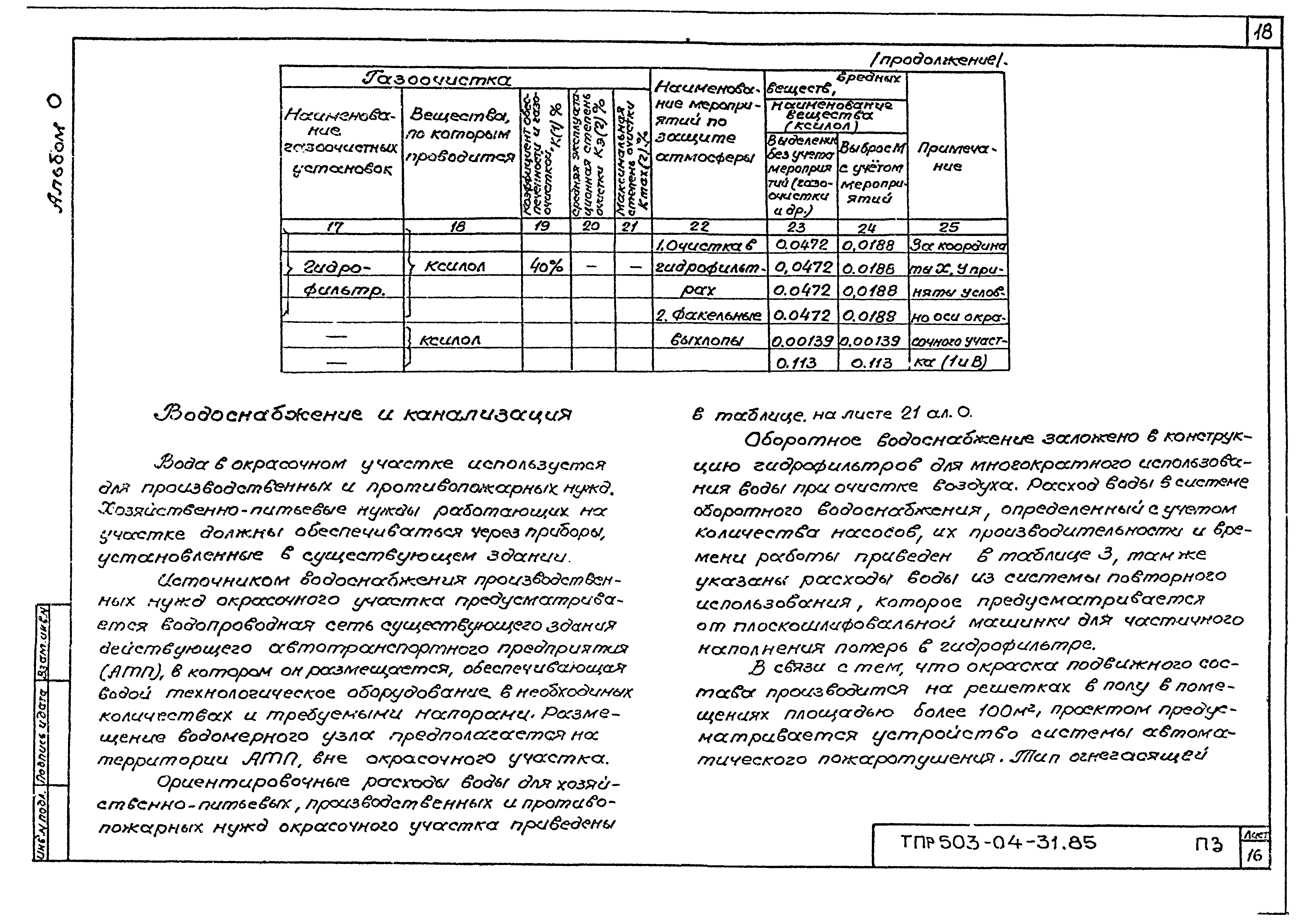 Типовые проектные решения 503-04-31.85