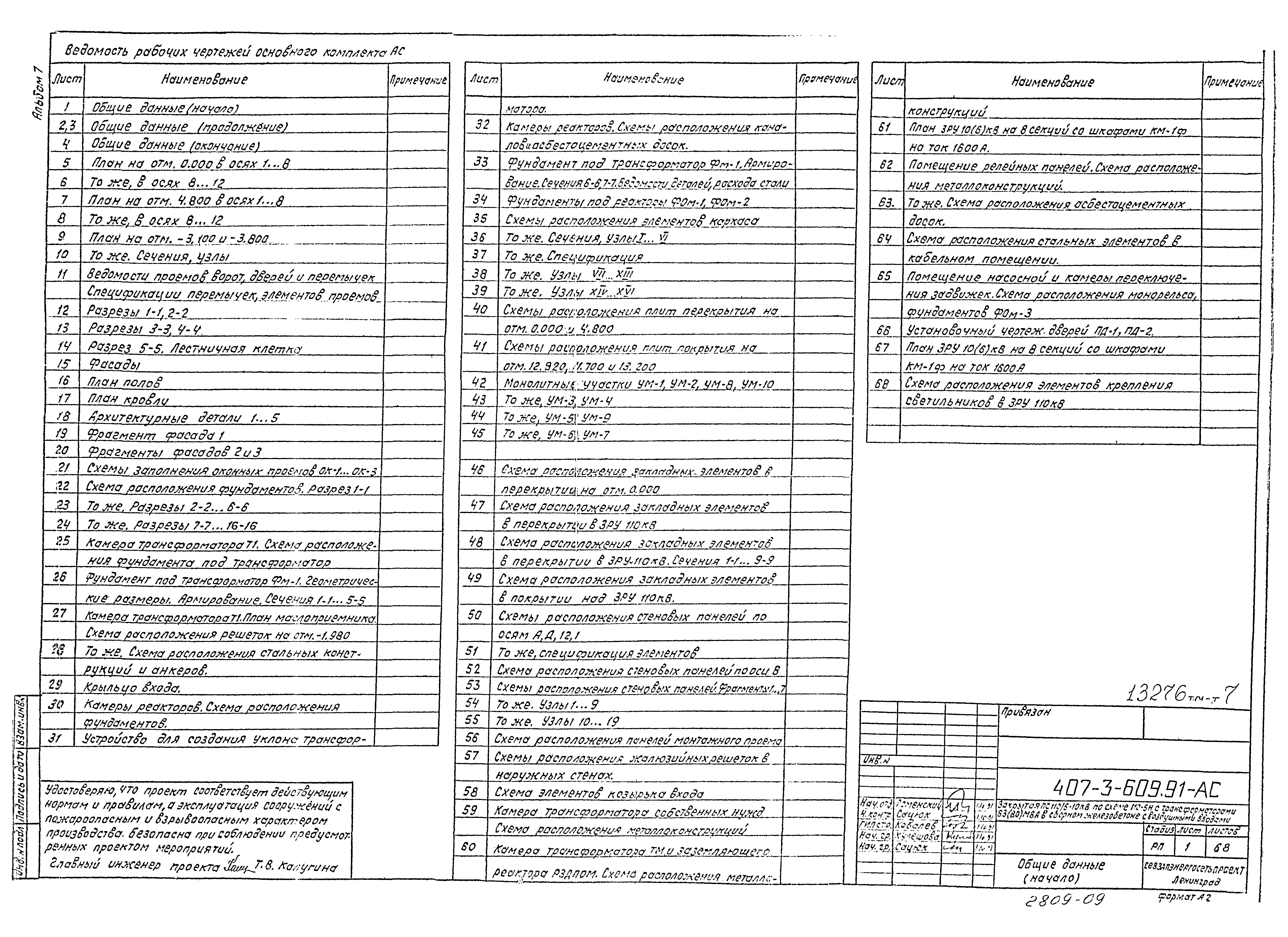 Типовой проект 407-3-609.91