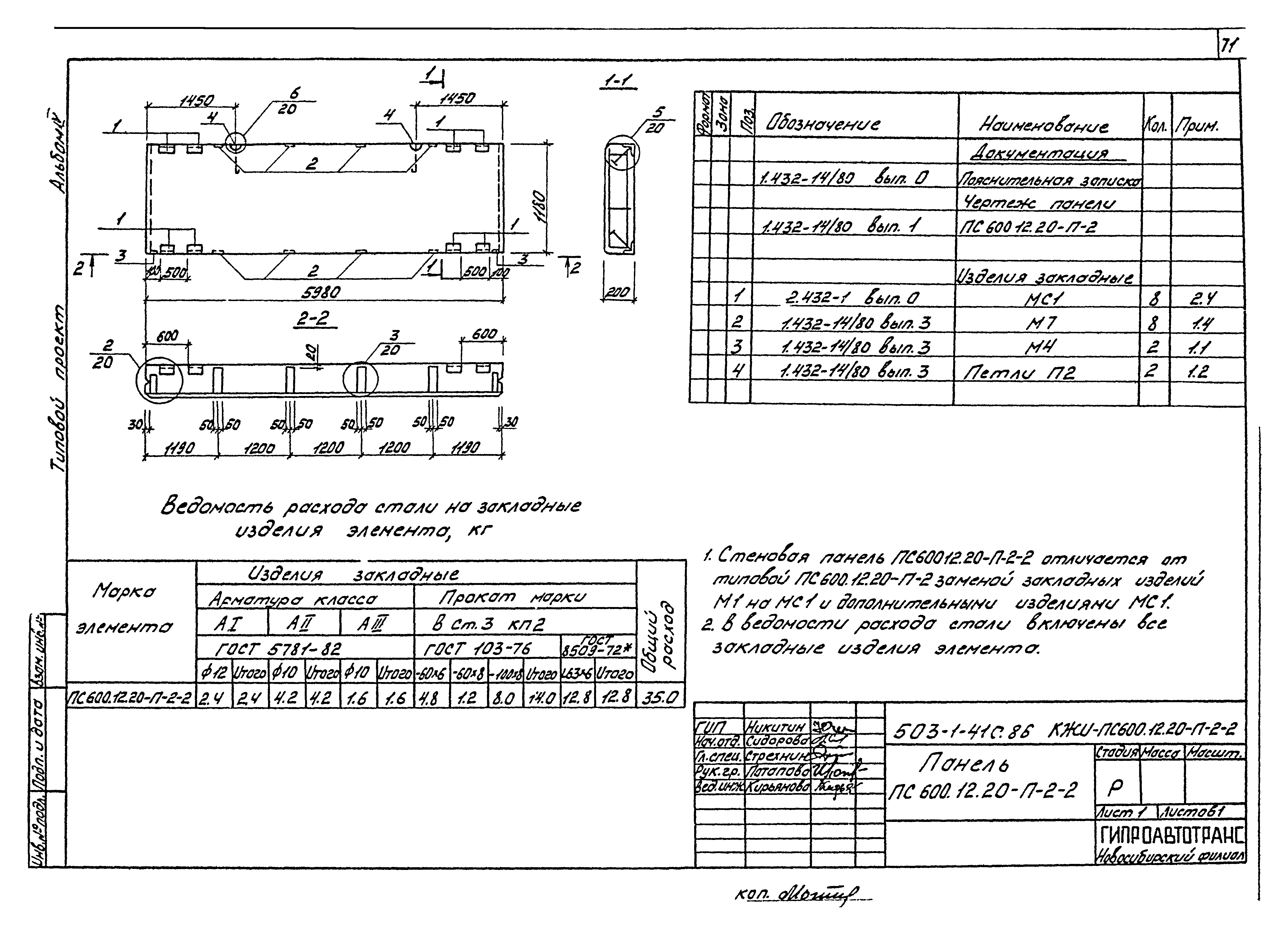 Типовой проект 503-1-41с.86