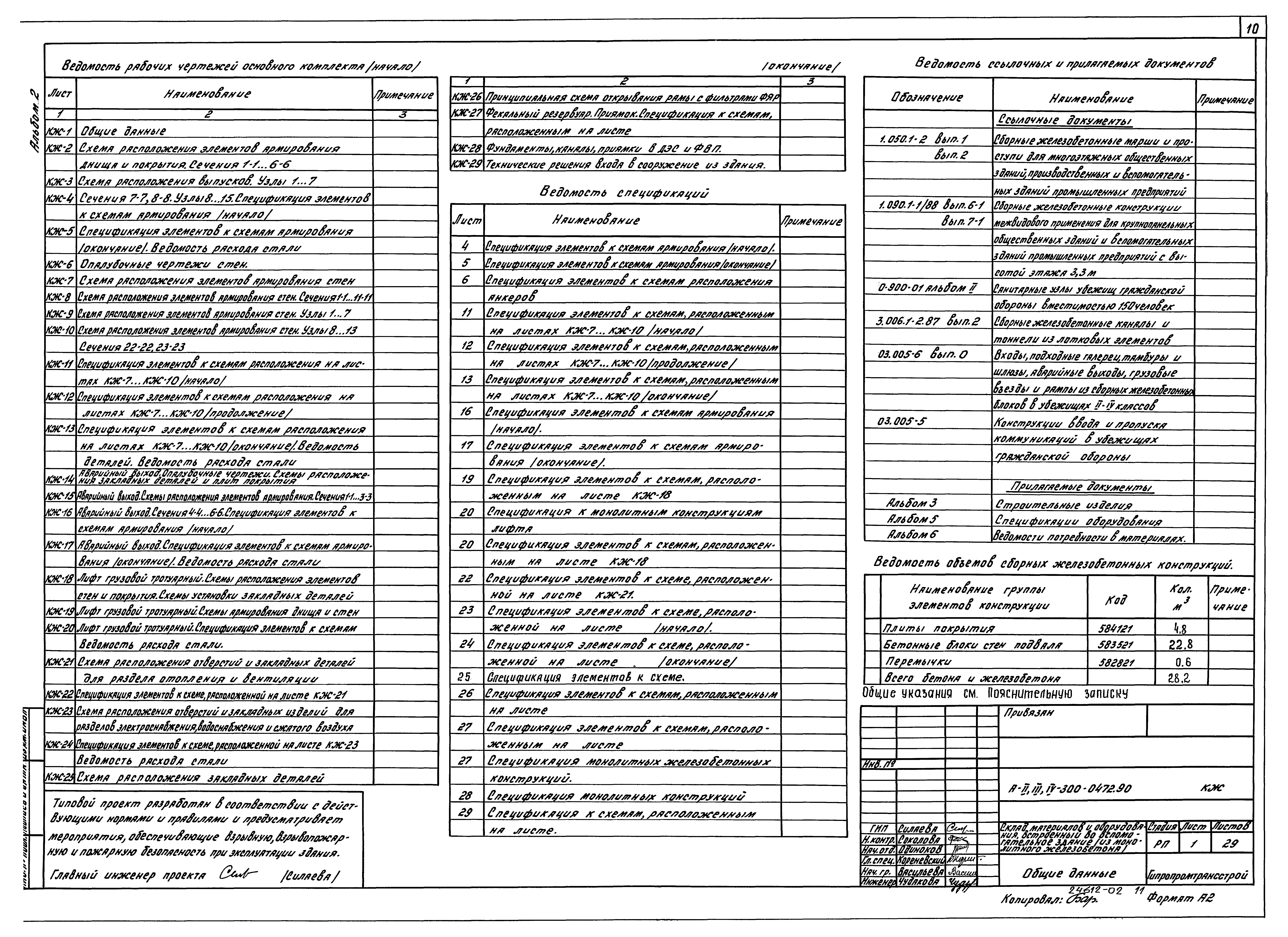 Типовые проектные решения А-II,III,IV-300-0472.90