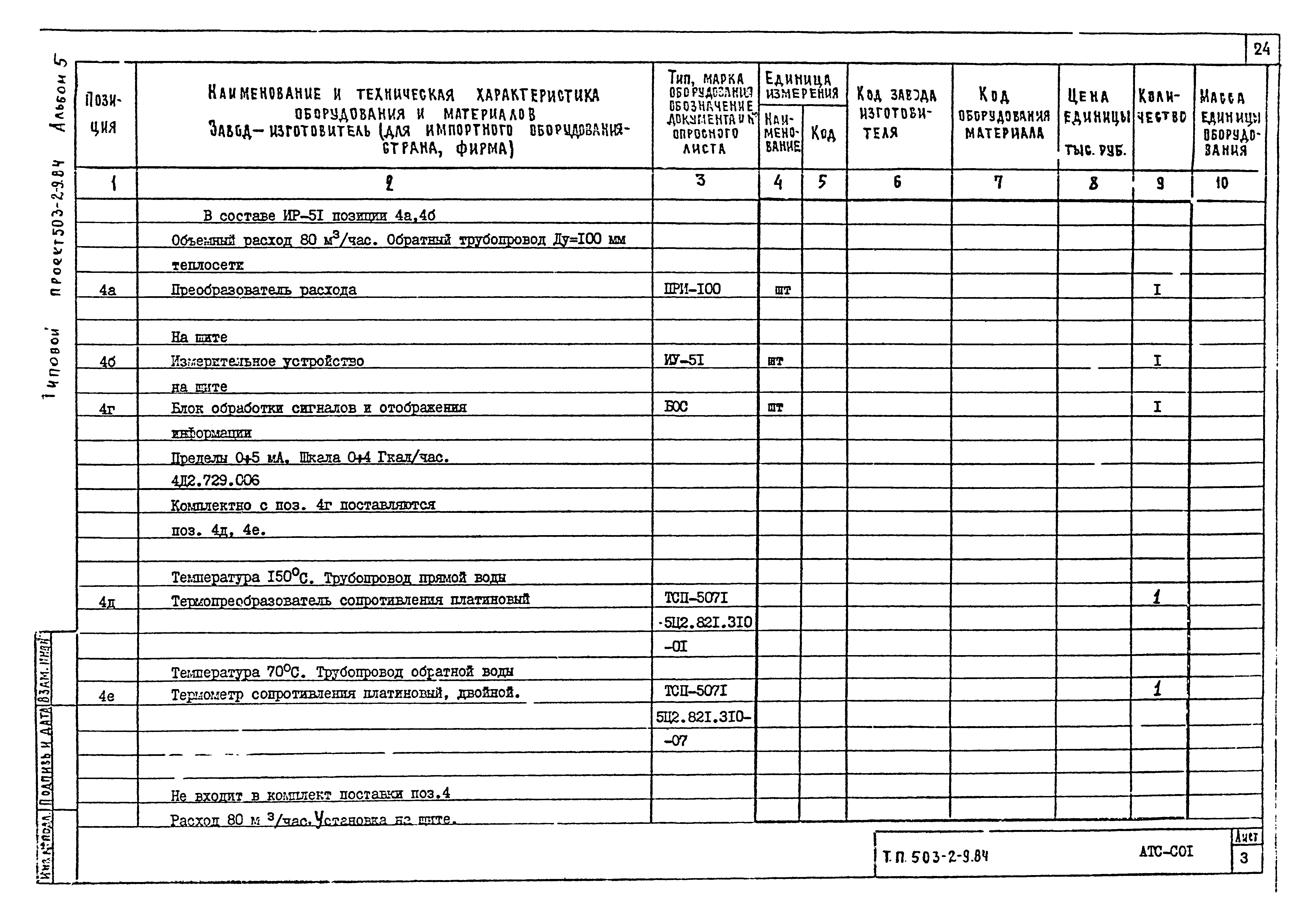 Типовой проект 503-2-9.84