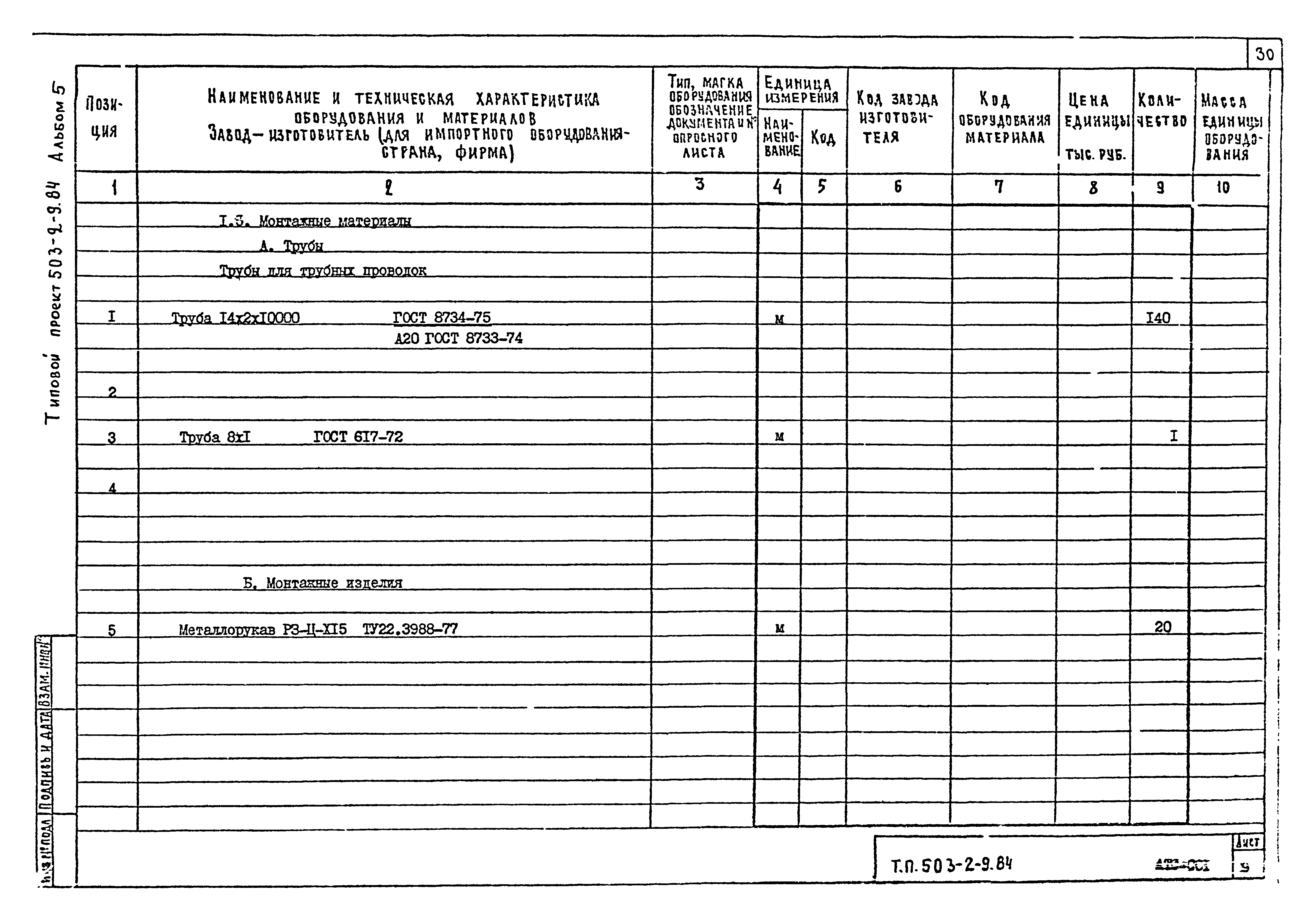 Типовой проект 503-2-9.84