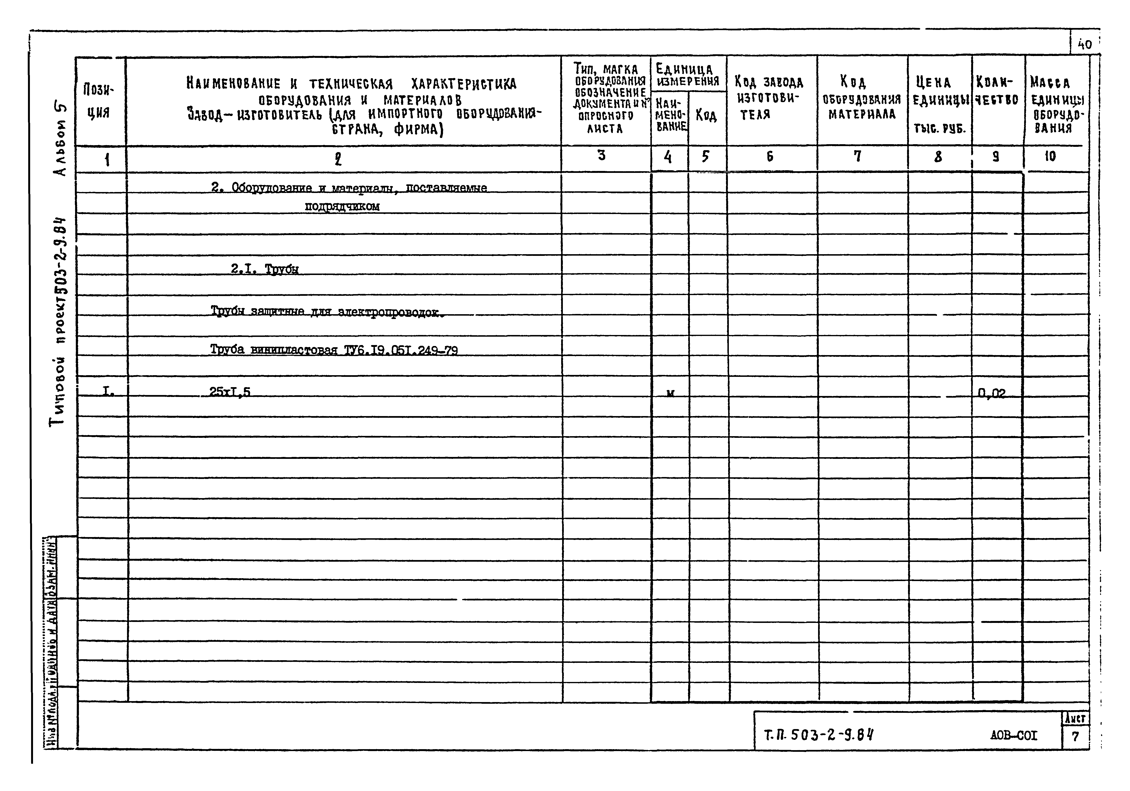 Типовой проект 503-2-9.84
