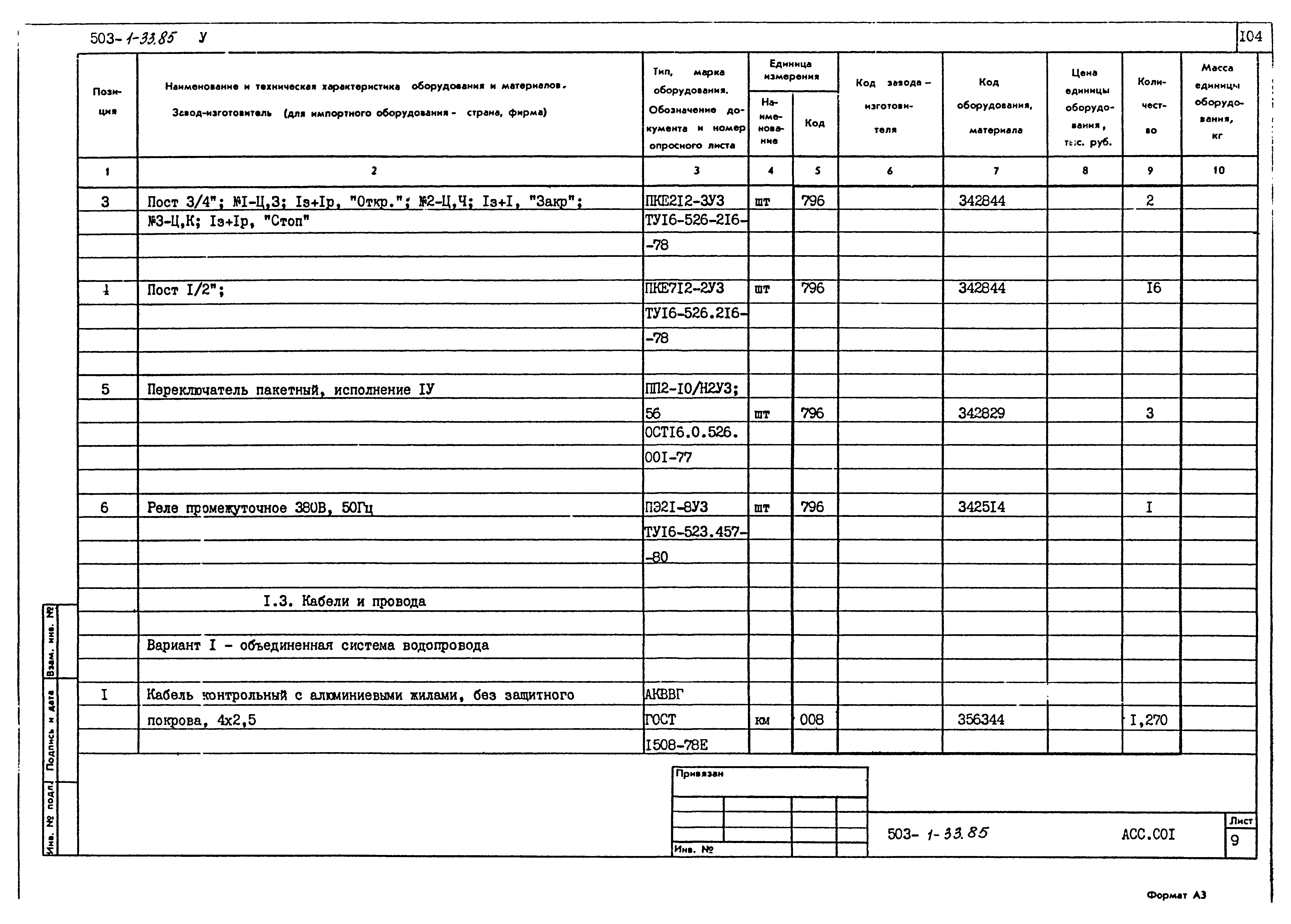 Типовой проект 503-1-33.85