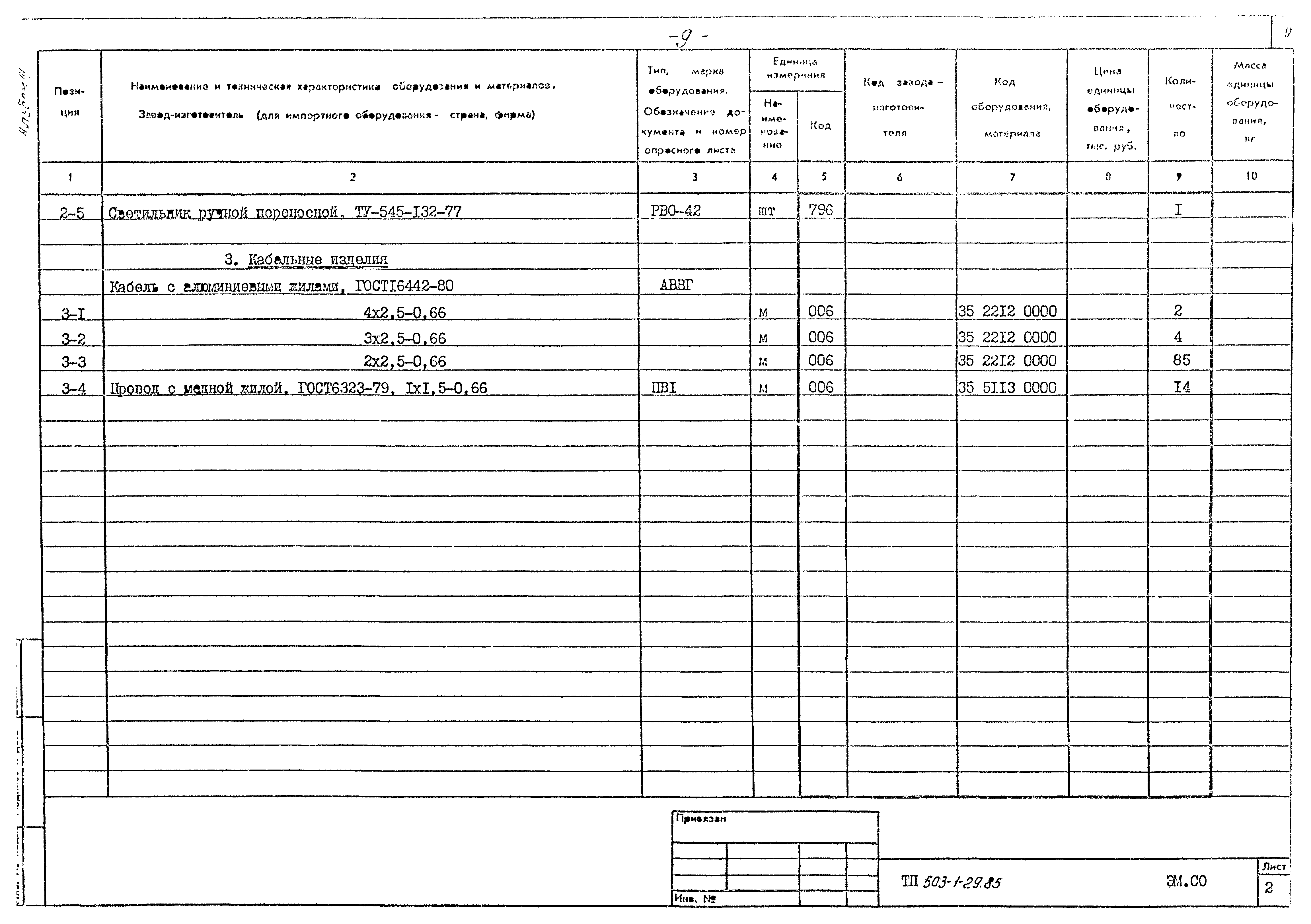 Типовой проект 503-1-29.85
