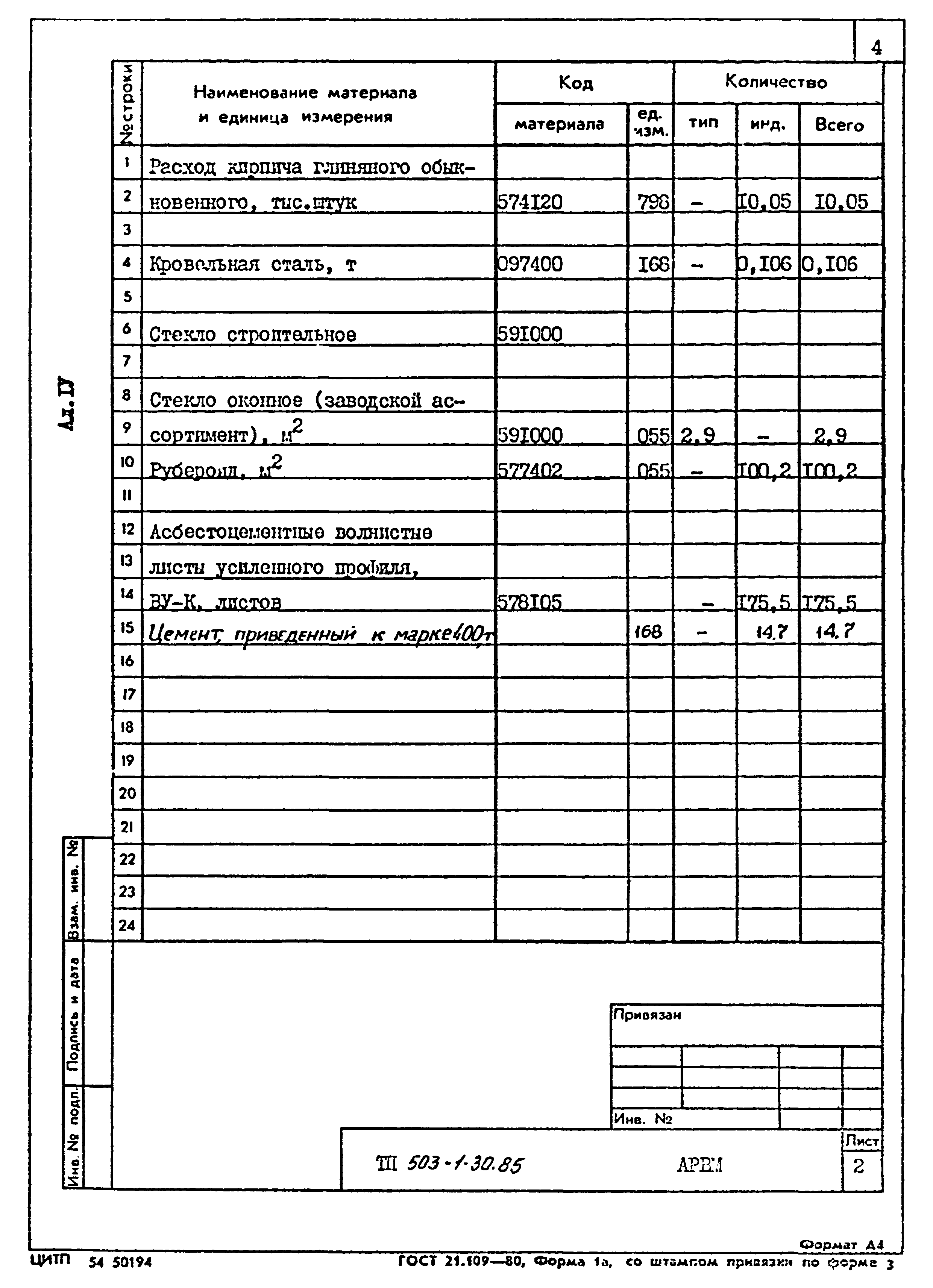 Типовой проект 503-1-30.85