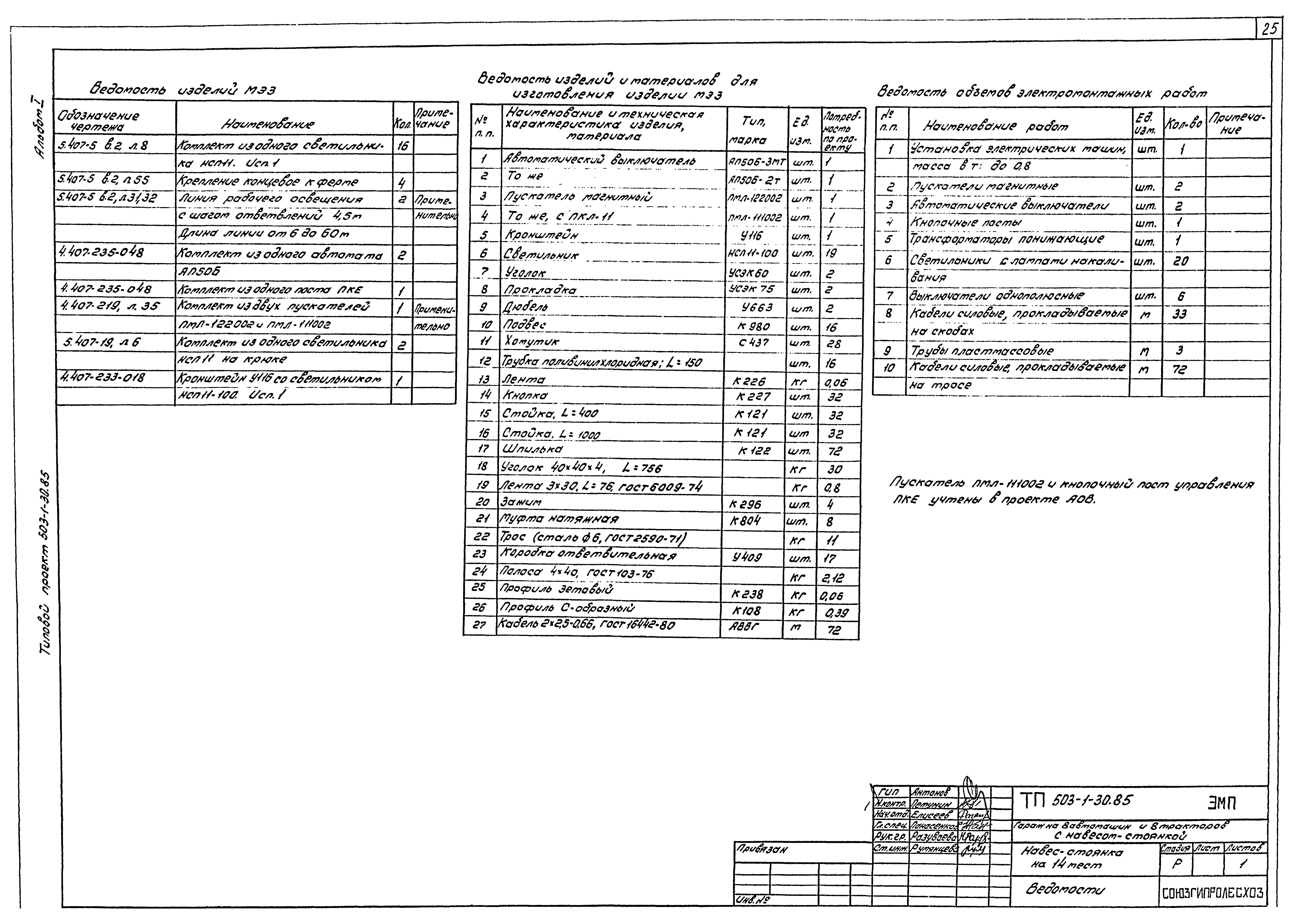 Типовой проект 503-1-30.85