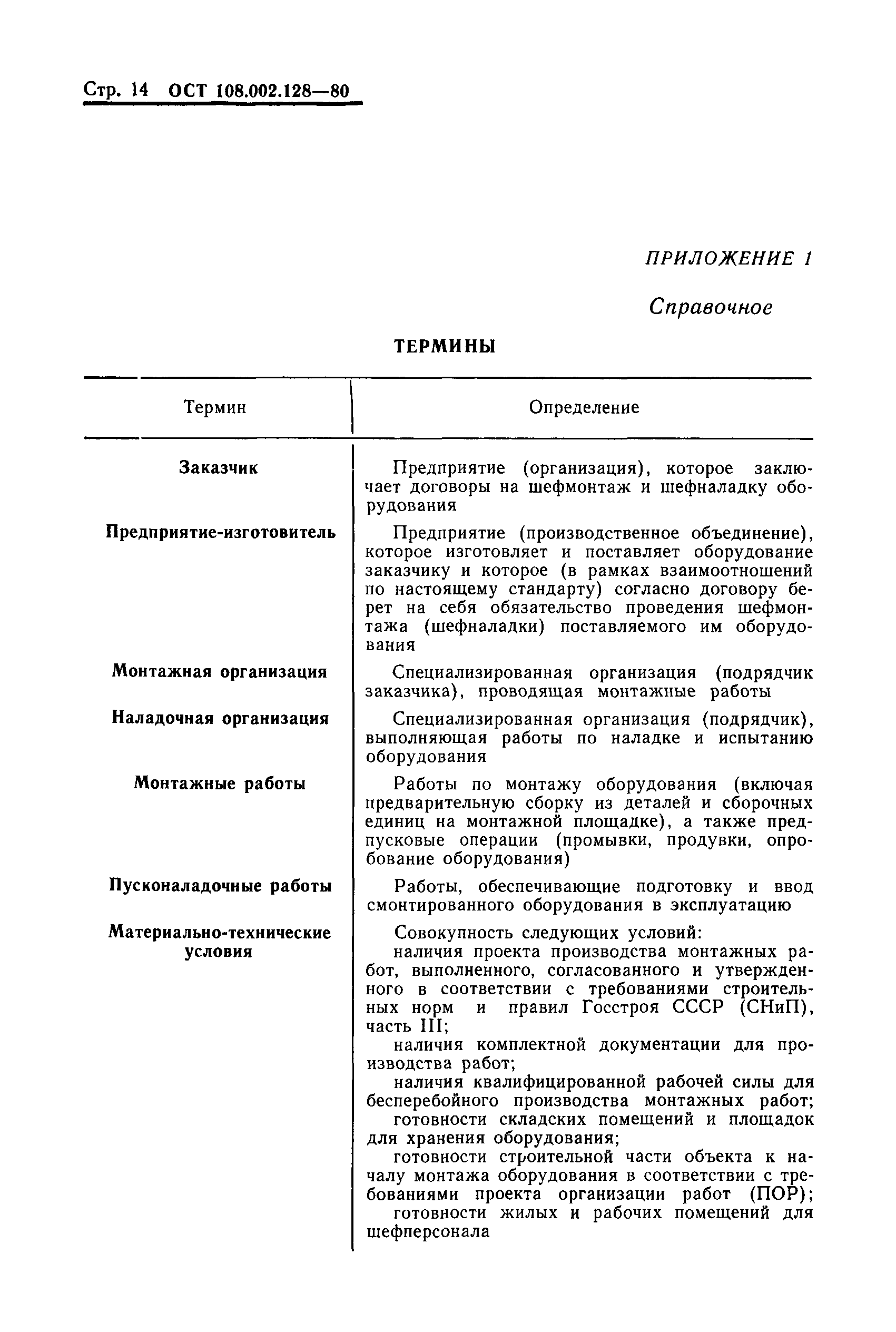 Скачать ОСТ 108.002.128-80 Шефмонтаж и шефналадка энергетического тепло- и  гидромеханического оборудования. Основные положения и типовые договоры