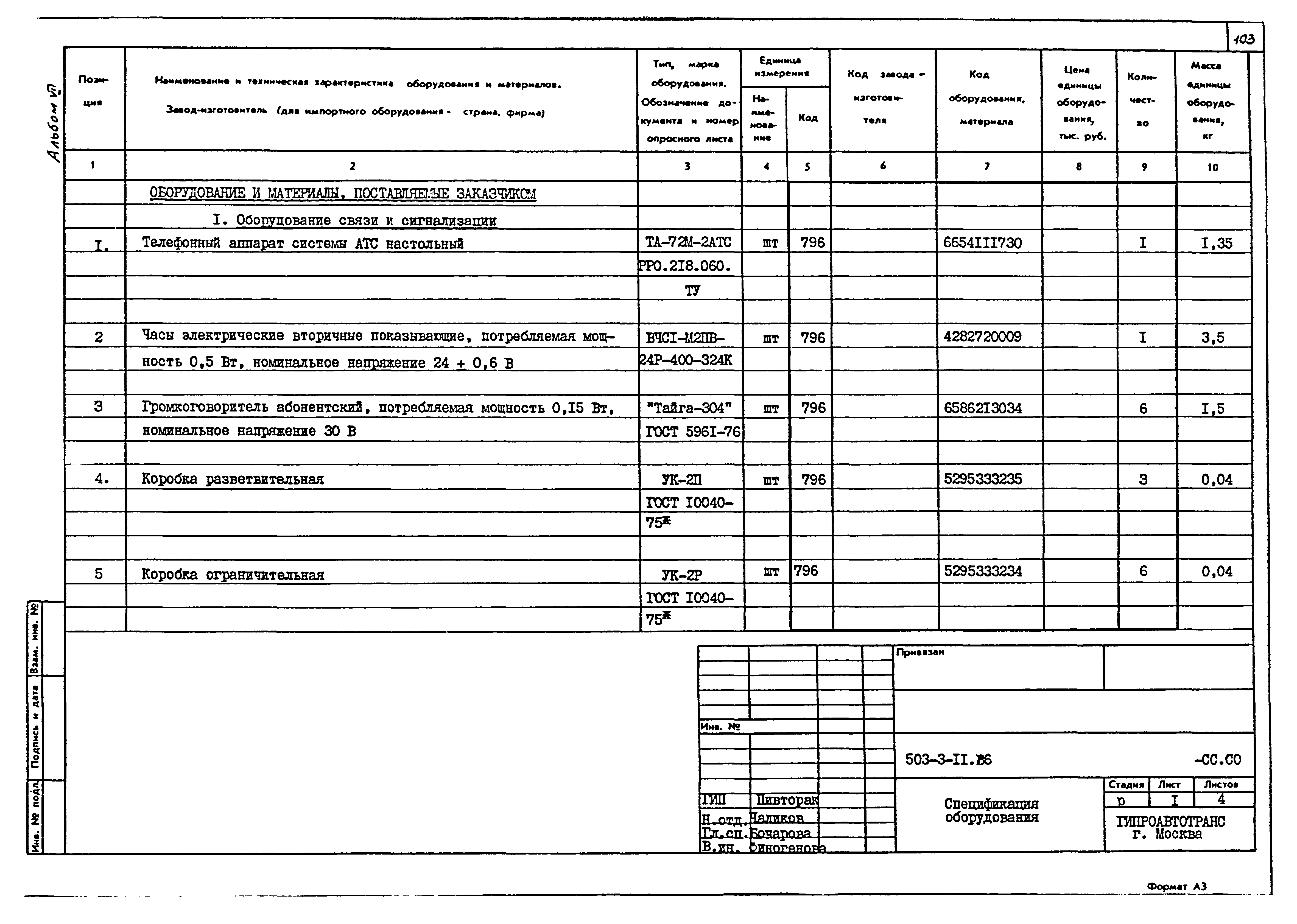 Типовой проект 503-3-11.86