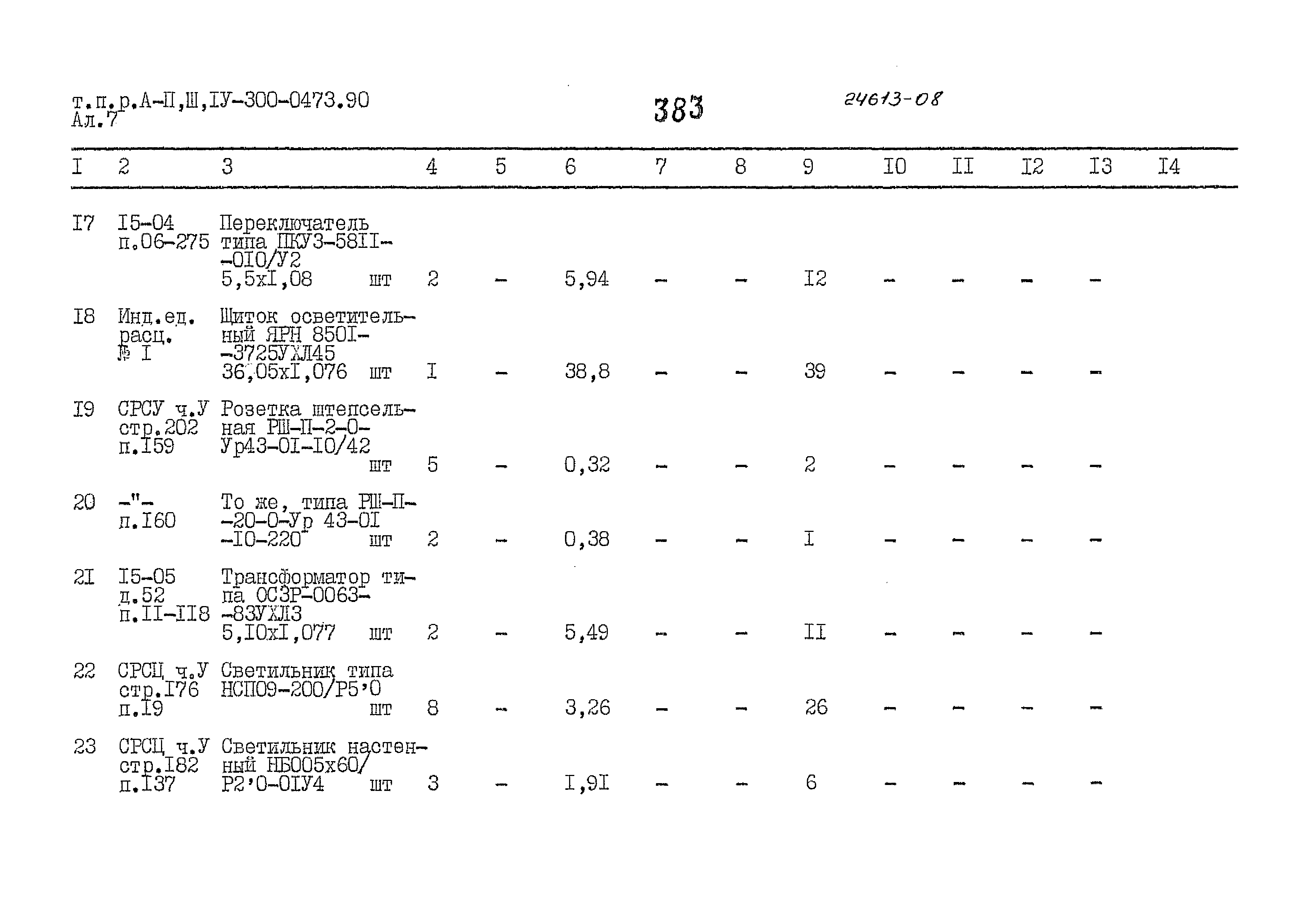 Типовые проектные решения А-II,III,IV-300-0473.90