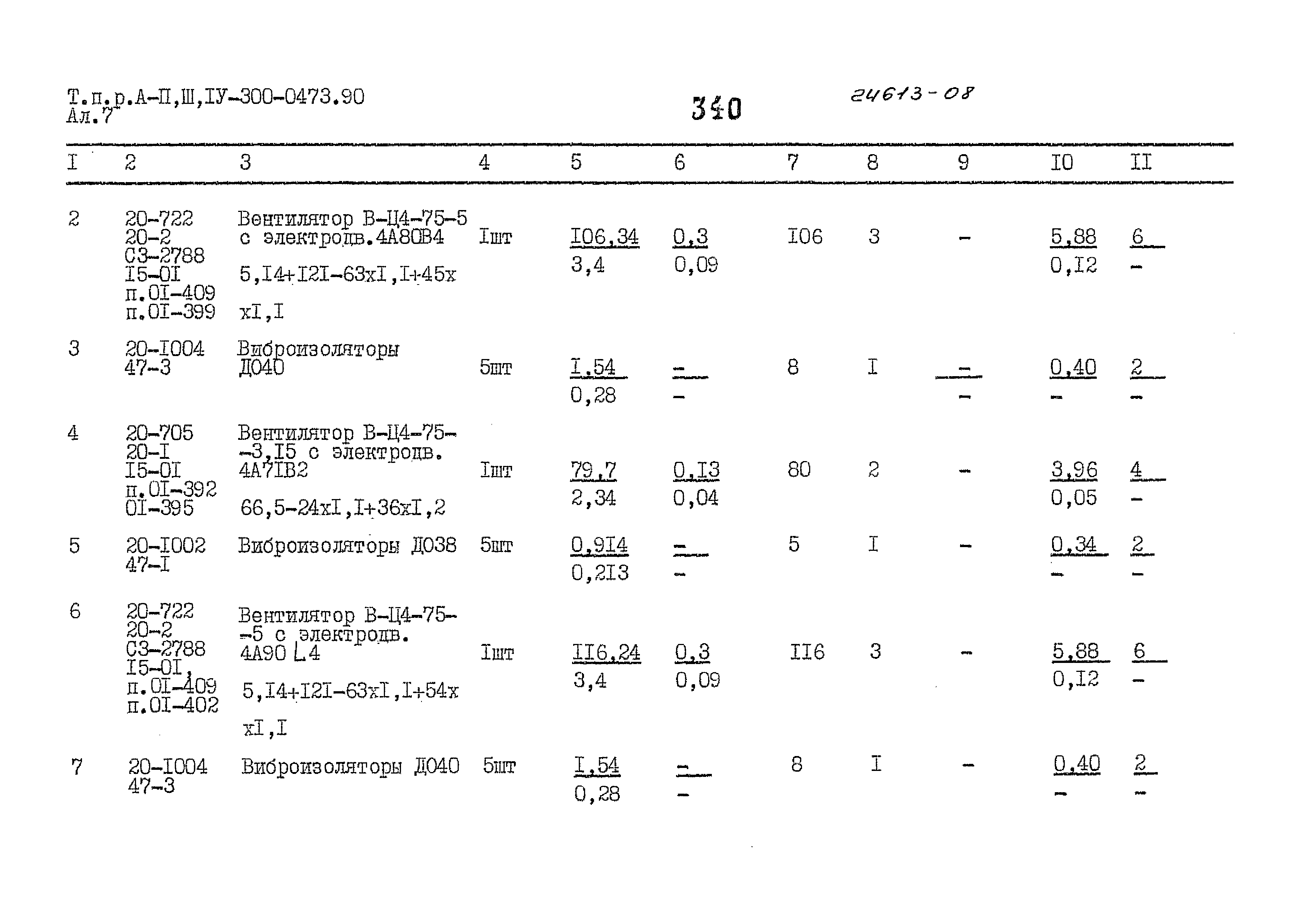 Типовые проектные решения А-II,III,IV-300-0473.90