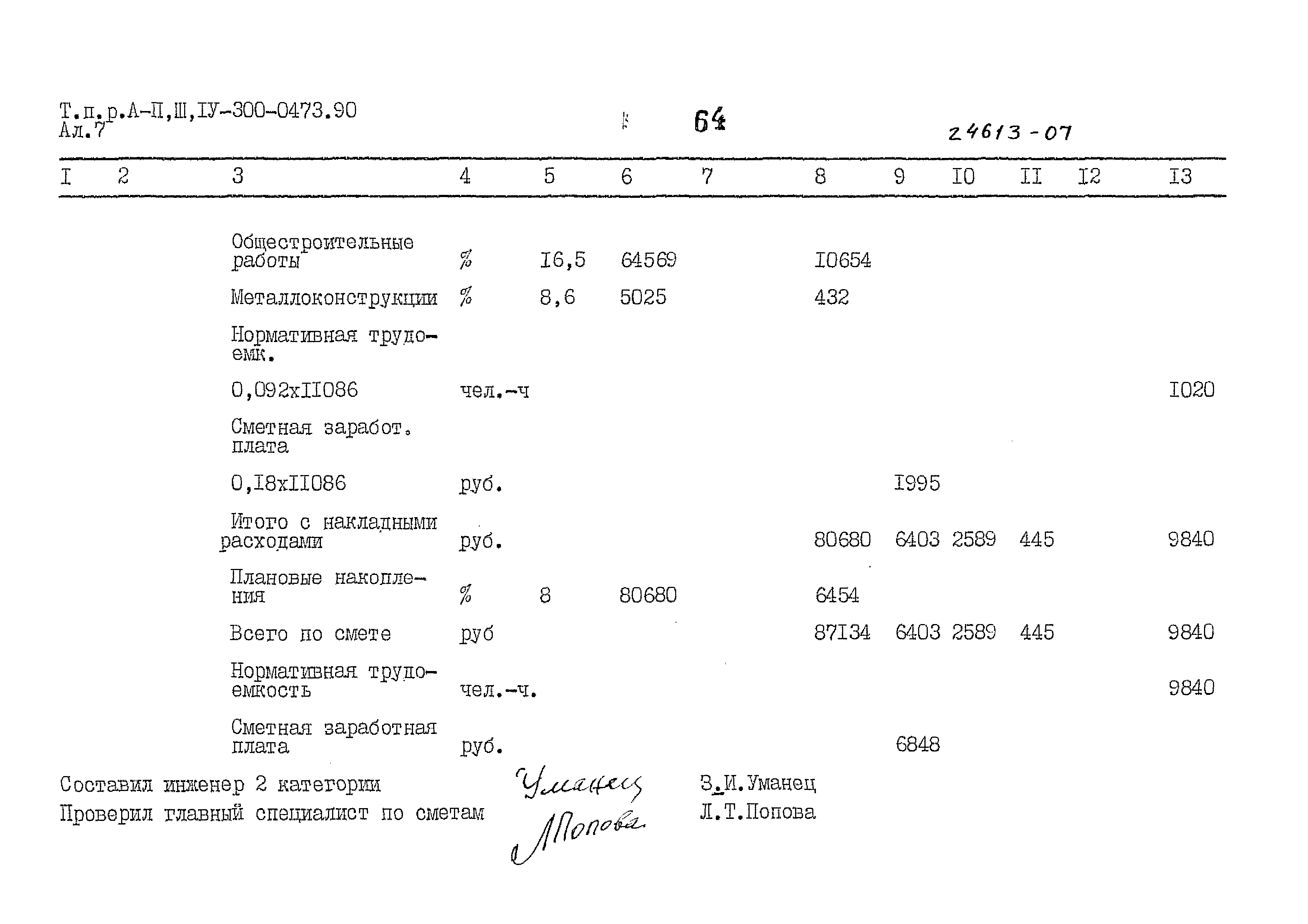 Типовые проектные решения А-II,III,IV-300-0473.90